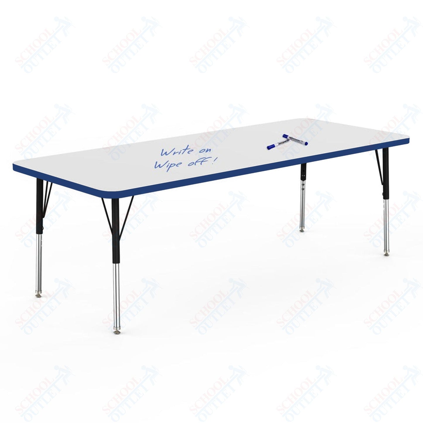 Marco MG2200 Series Rectangle Activity Table w/ Dry Erase Top 30" x 72" Adj Height 21" - 30" (MG2238 - DB) - SchoolOutlet