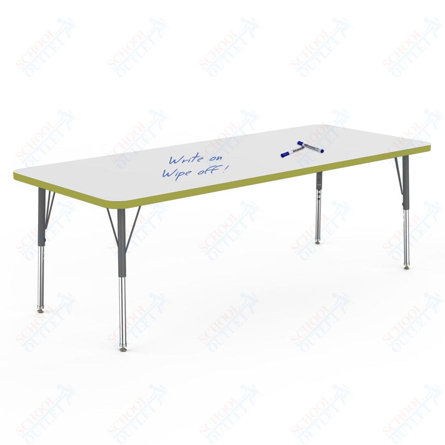 Marco MG2200 Series Rectangle Activity Table w/ Dry Erase Top 30" x 72" Adj Height 21" - 30" (MG2238 - DB) - SchoolOutlet