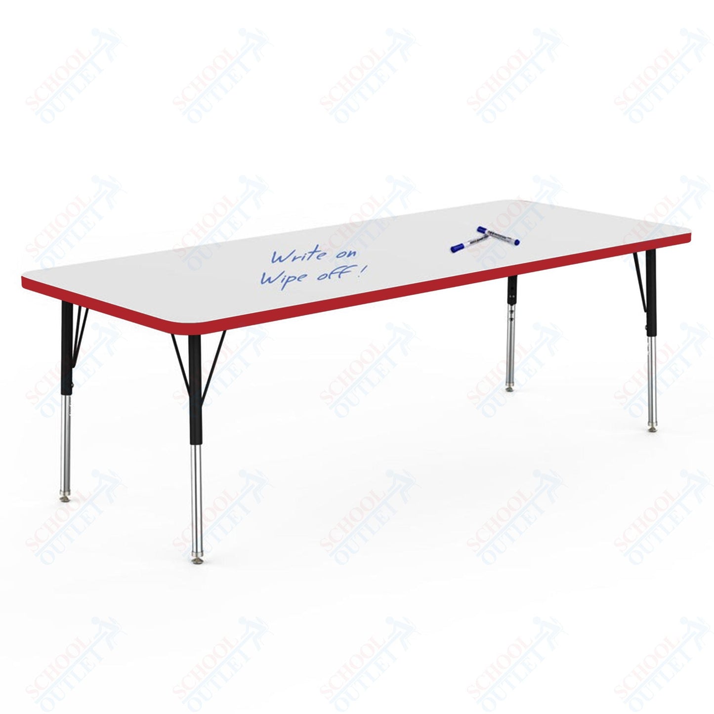 Marco MG2200 Series Rectangle Activity Table w/ Dry Erase Top 30" x 72" Adj Height 21" - 30" (MG2238 - DB) - SchoolOutlet