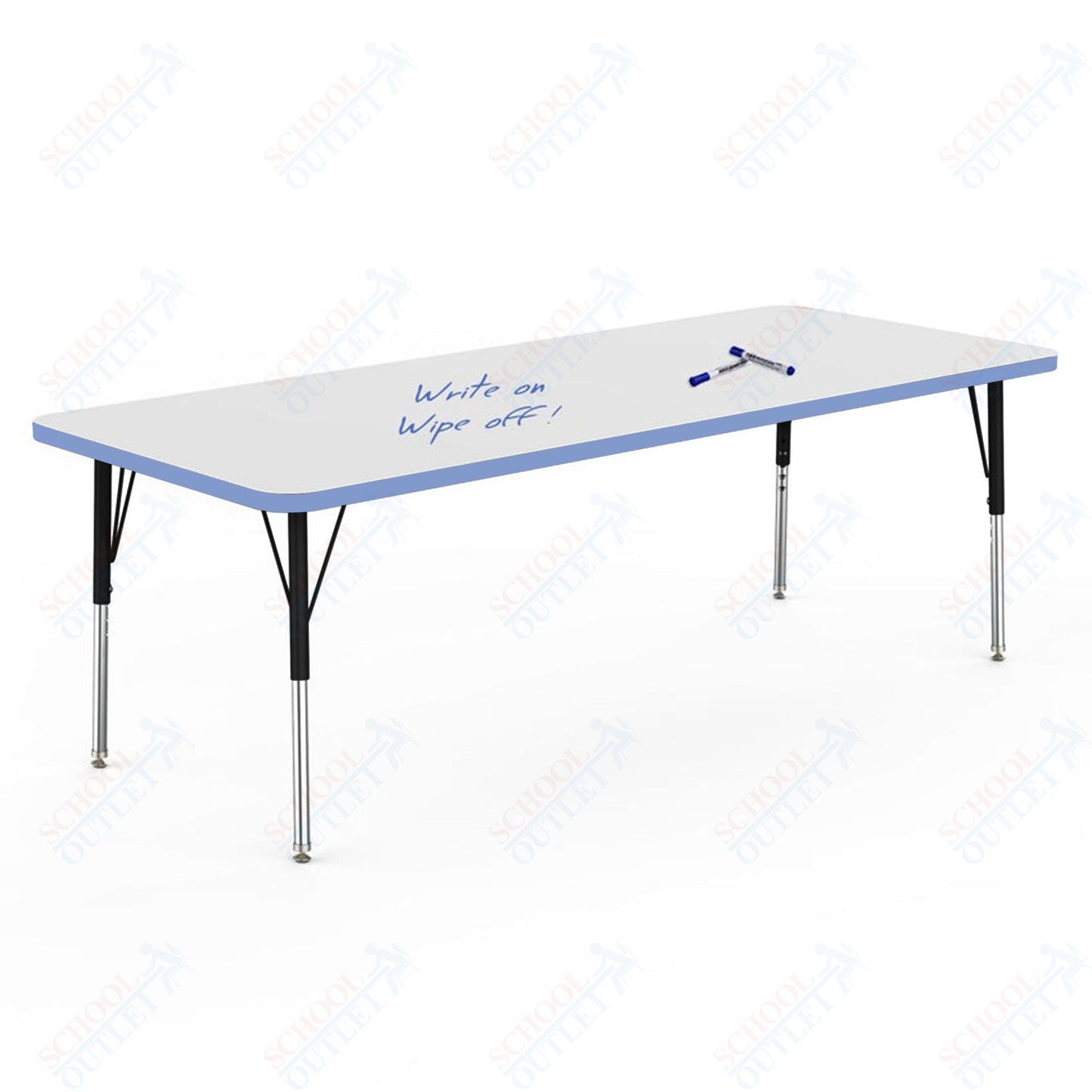 Marco MG2200 Series Rectangle Activity Table w/ Dry Erase Top 30" x 72" Adj Height 21" - 30" (MG2238 - DB) - SchoolOutlet