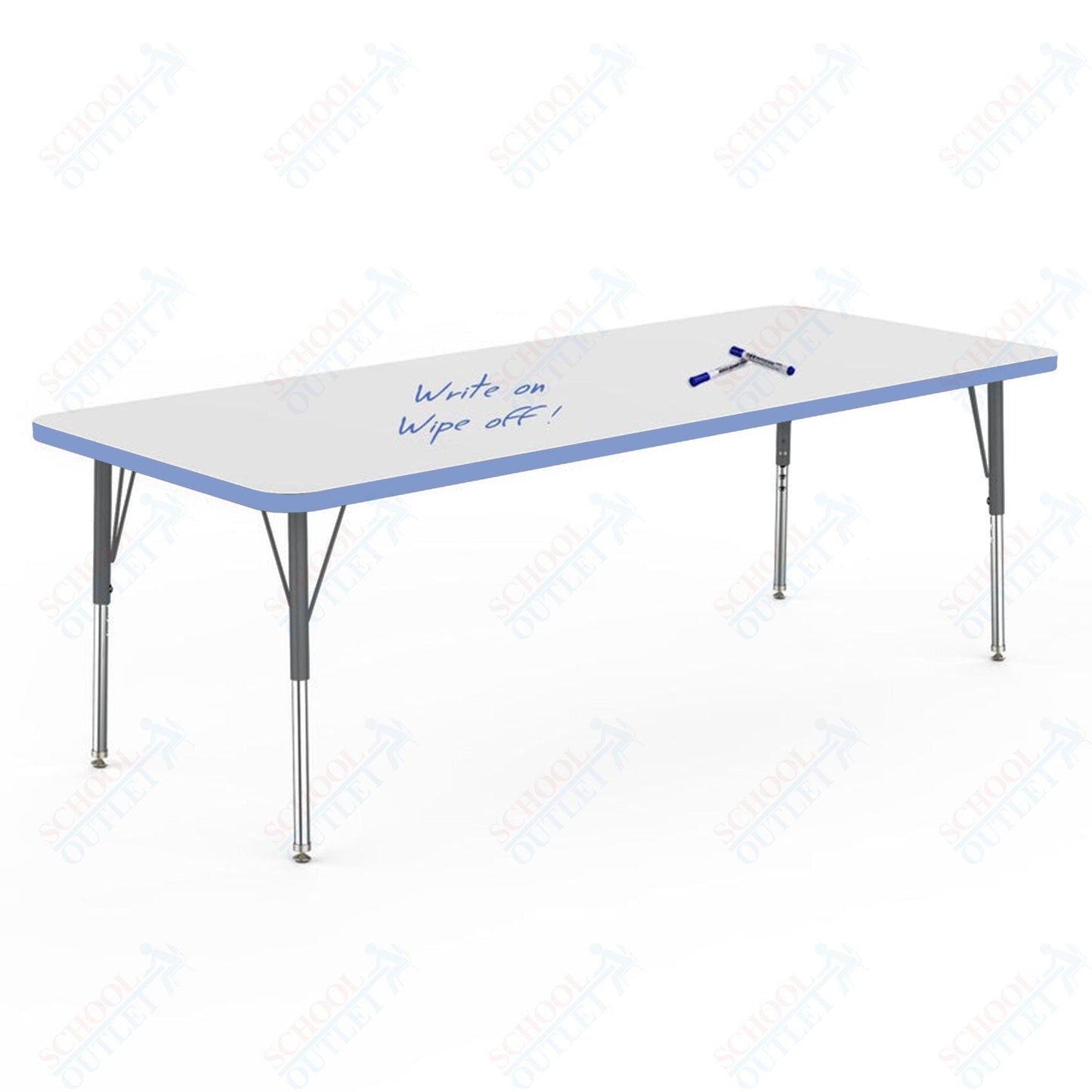 Marco MG2200 Series Rectangle Activity Table w/ Dry Erase Top 30" x 72" Adj Height 21" - 30" (MG2238 - DB) - SchoolOutlet