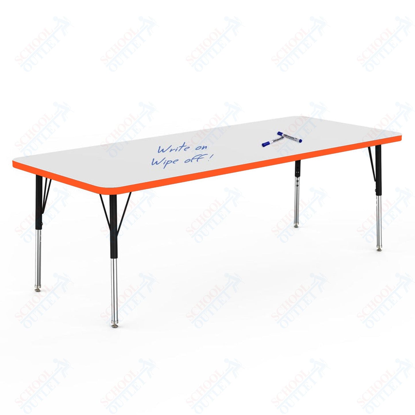 Marco MG2200 Series Rectangle Activity Table w/ Dry Erase Top 30" x 72" Adj Height 21" - 30" (MG2238 - DB) - SchoolOutlet