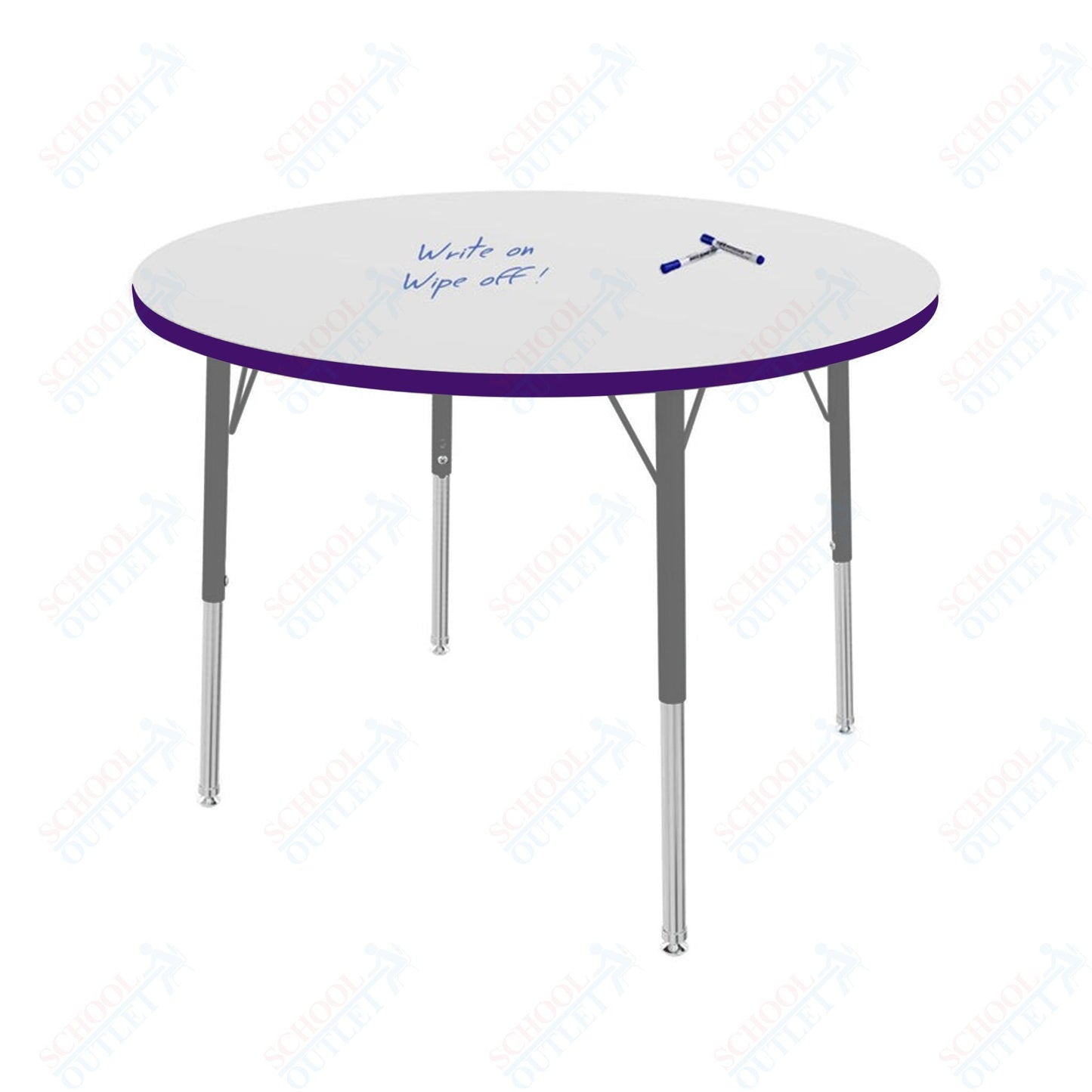 Marco MG2200 Series 36" Round Preschool Table w/ Dry Erase Top Adj Height 16" - 24" (MG2244 - DA) - SchoolOutlet