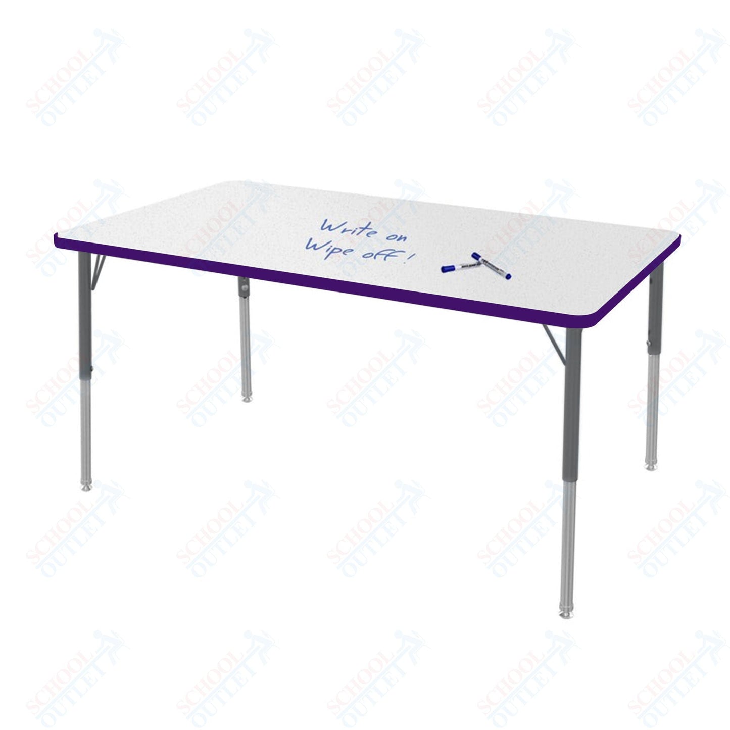 Marco MG2200 Series Rectangle Preschool Table w/ Dry Erase Top 36" x 72" Adj Height 16" - 24" (MG2248 - DA) - SchoolOutlet