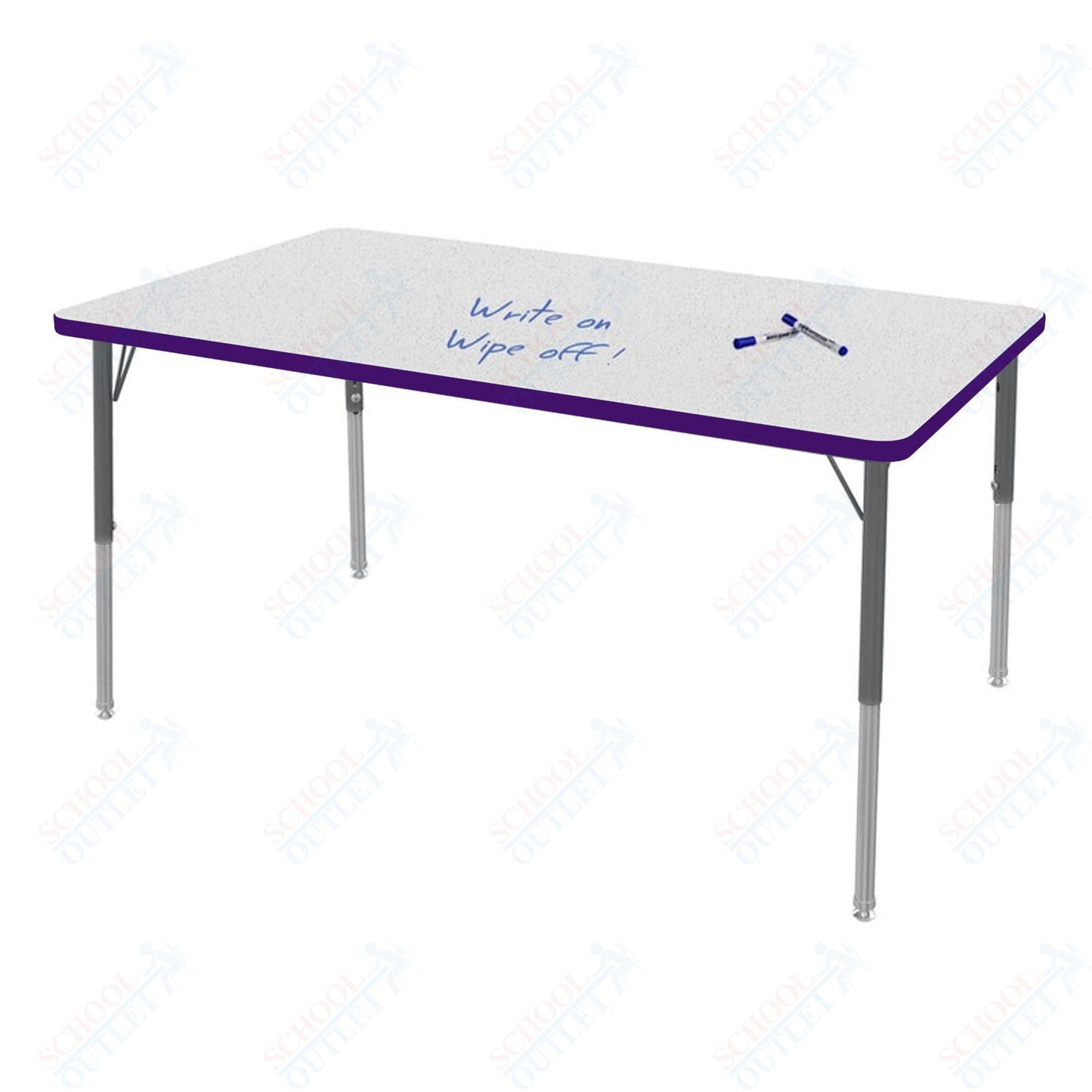 Marco MG2200 Series Rectangle Preschool Table w/ Dry Erase Top 42" x 60" Adj Height 16" - 24" (MG2250 - DA) - SchoolOutlet