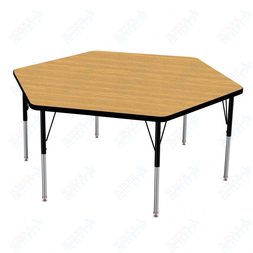 Marco MG2200 Series Hexagon Preschool Table 54.5" x 48" Adjustable Height 16" - 24" (MG2254 - MA) - SchoolOutlet