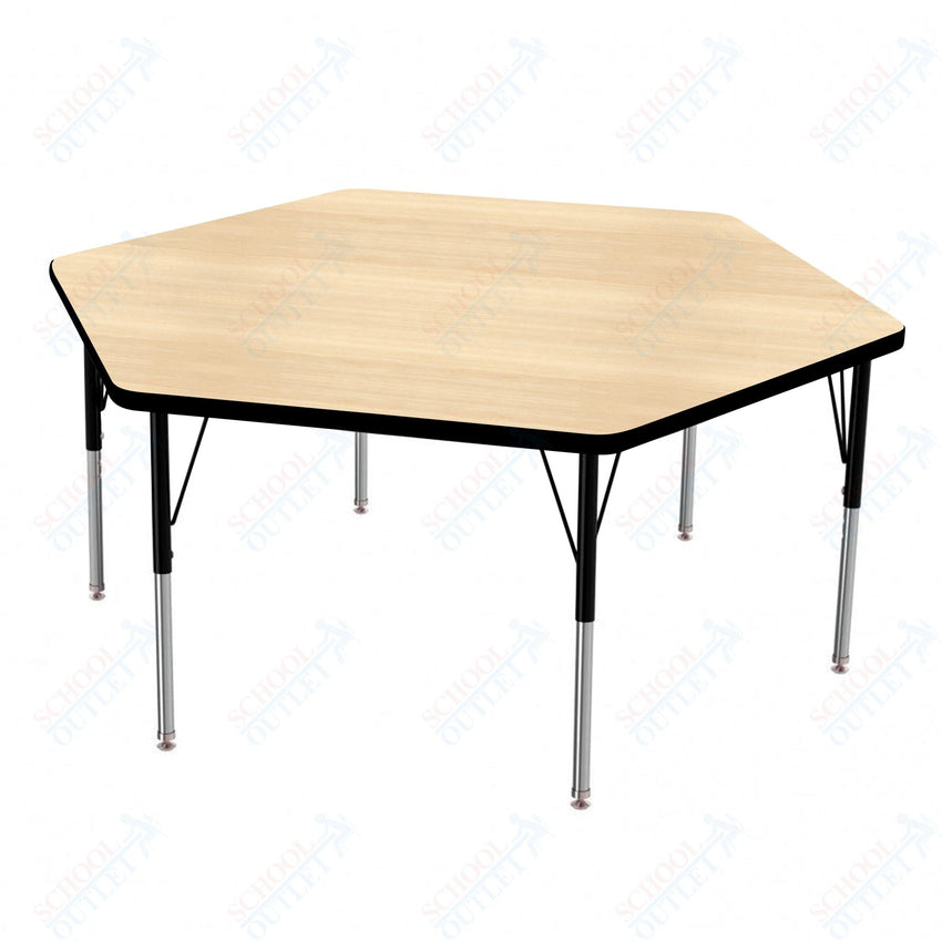 Marco MG2200 Series Hexagon Preschool Table 54.5" x 48" Adjustable Height 16" - 24" (MG2254 - MA) - SchoolOutlet