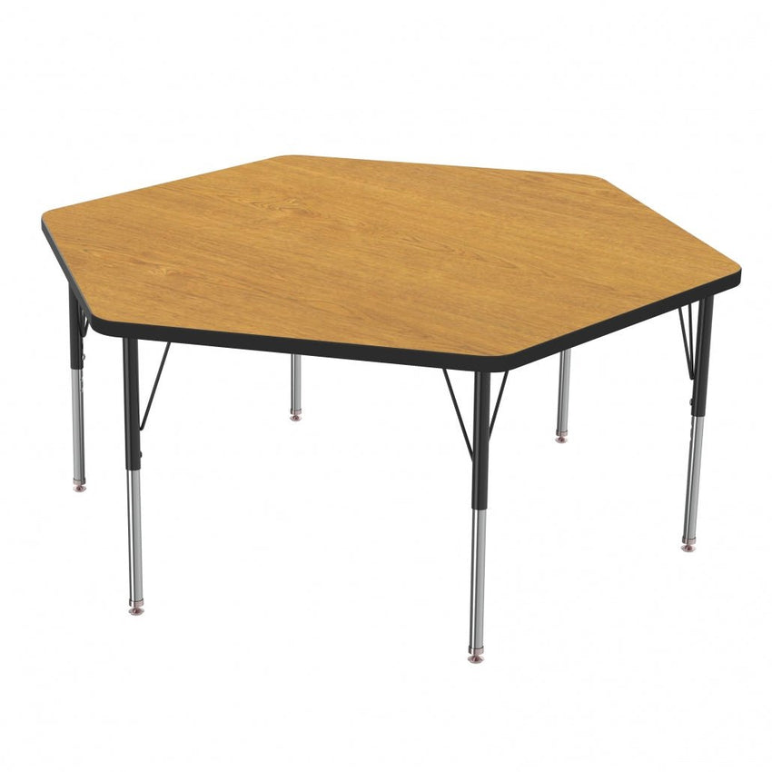 Marco MG2200 Series Hexagon Preschool Table 54.5" x 48" Adjustable Height 16" - 24" (MG2254 - MA) - SchoolOutlet