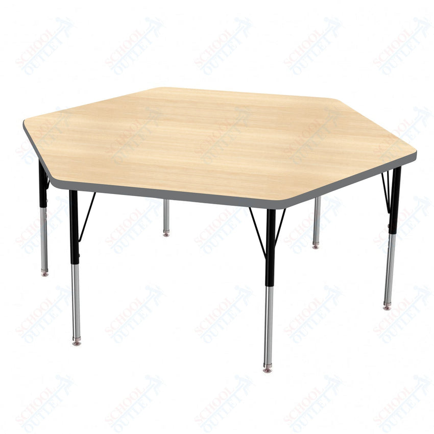 Marco MG2200 Series Hexagon Preschool Table 54.5" x 48" Adjustable Height 16" - 24" (MG2254 - MA) - SchoolOutlet