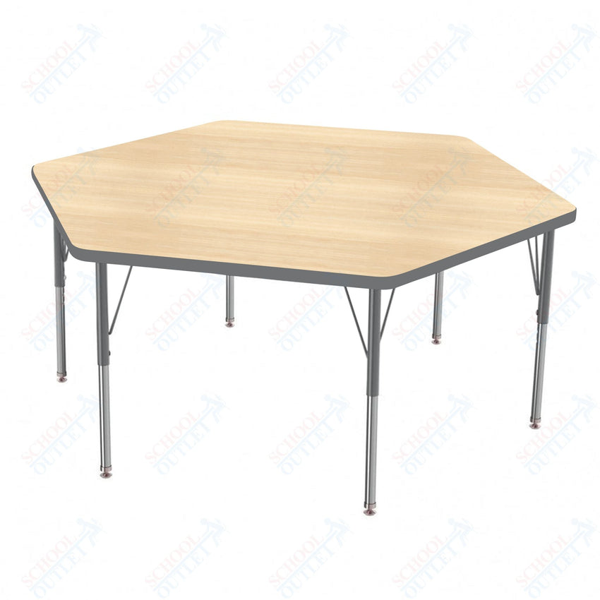 Marco MG2200 Series Hexagon Preschool Table 54.5" x 48" Adjustable Height 16" - 24" (MG2254 - MA) - SchoolOutlet