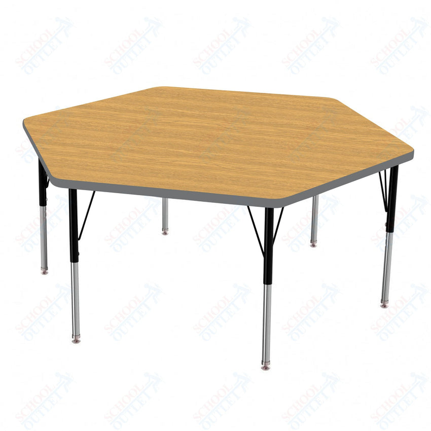 Marco MG2200 Series Hexagon Preschool Table 54.5" x 48" Adjustable Height 16" - 24" (MG2254 - MA) - SchoolOutlet