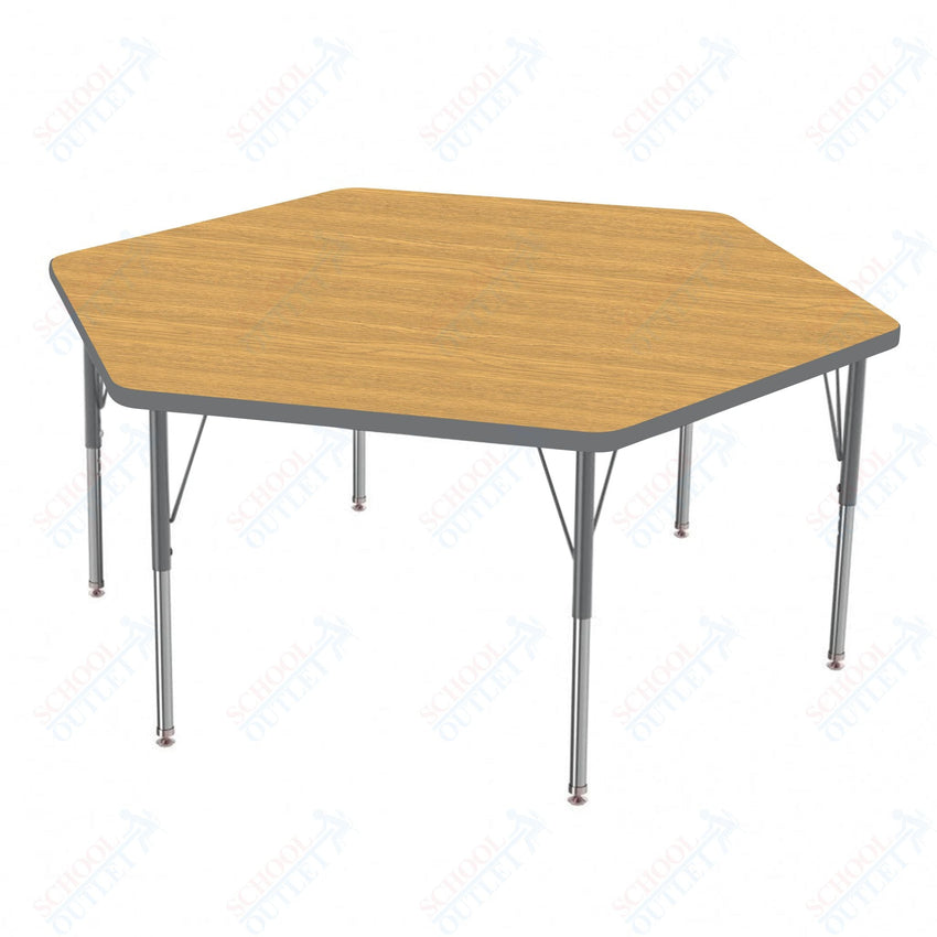 Marco MG2200 Series Hexagon Preschool Table 54.5" x 48" Adjustable Height 16" - 24" (MG2254 - MA) - SchoolOutlet