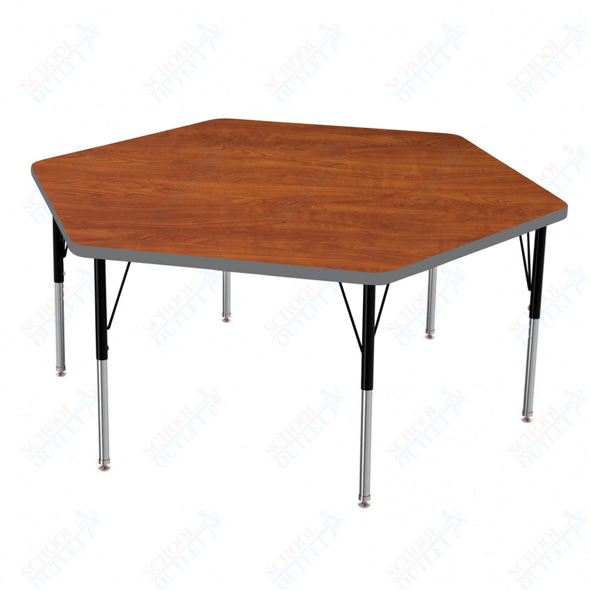 Marco MG2200 Series Hexagon Preschool Table 54.5" x 48" Adjustable Height 16" - 24" (MG2254 - MA) - SchoolOutlet