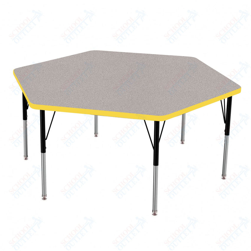 Marco MG2200 Series Hexagon Preschool Table 54.5" x 48" Adjustable Height 16" - 24" (MG2254 - MA) - SchoolOutlet