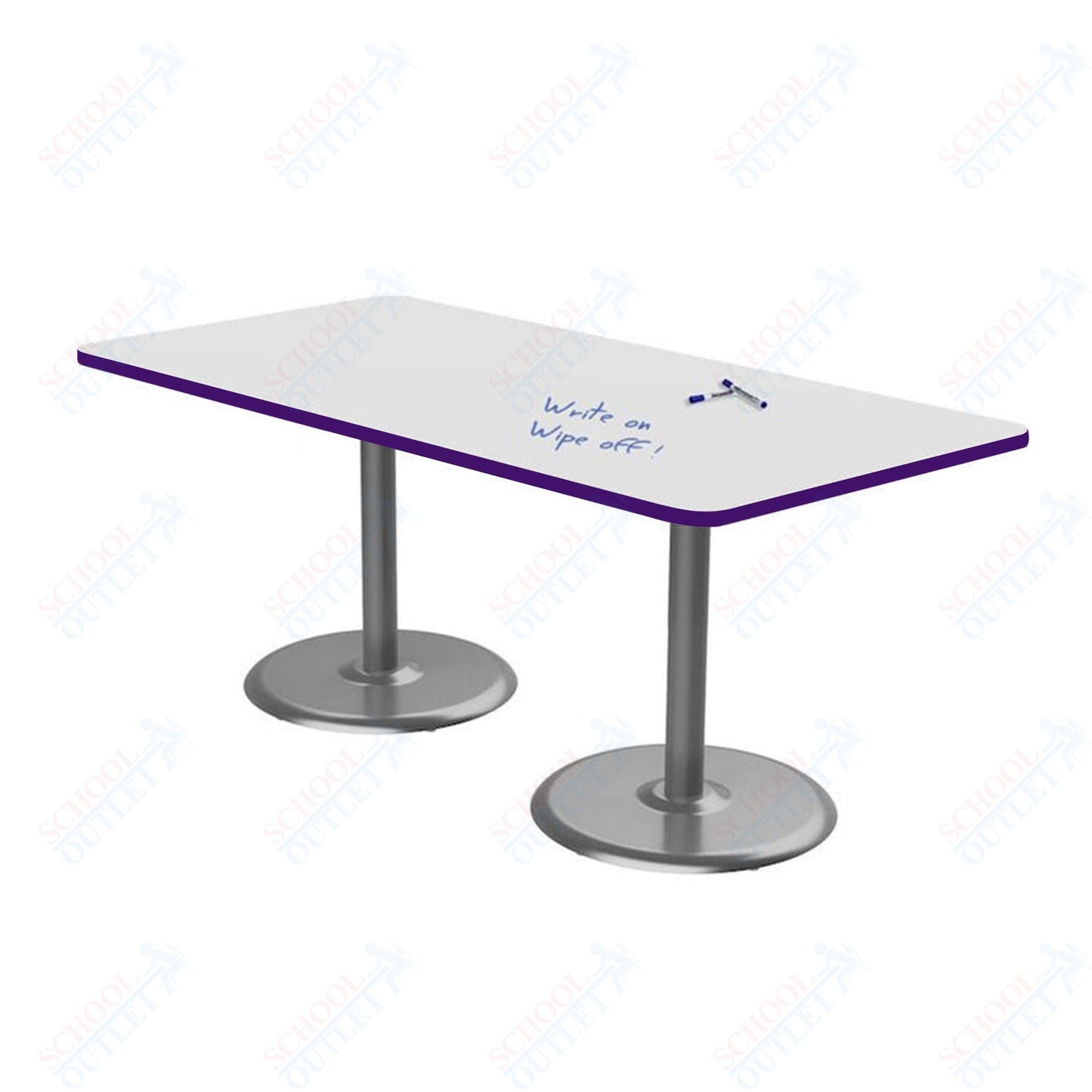 Marco Dual Base Cafe Table w/ Dry Erase Top 36" x 72" Rectangle 29" Height Gray Base (MG2548 - D229) - SchoolOutlet