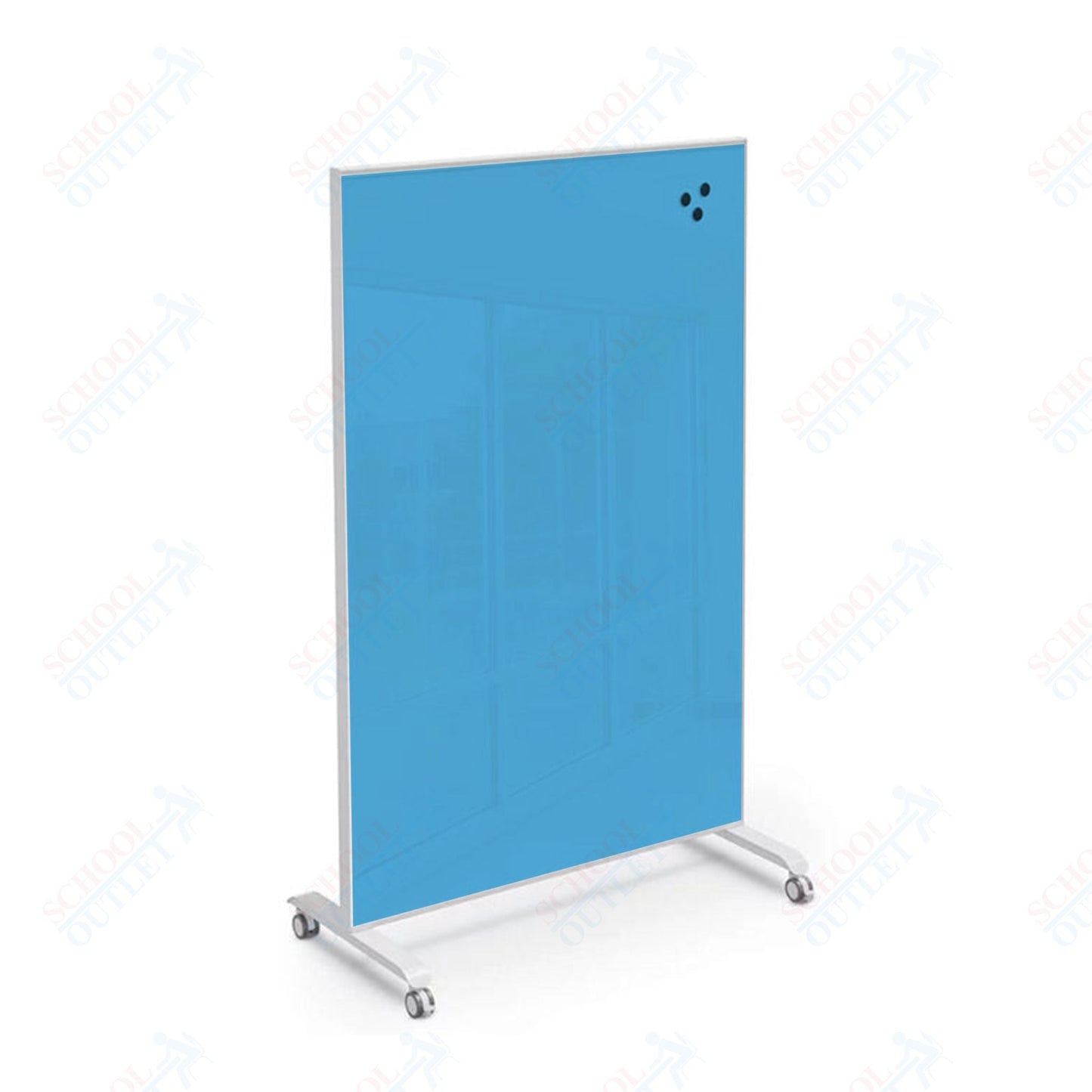 Mooreco Essentials Hierarchy Grow & Roll Mobile Magnetic Dry Erase Glass Board 4'H x 3'W - SchoolOutlet