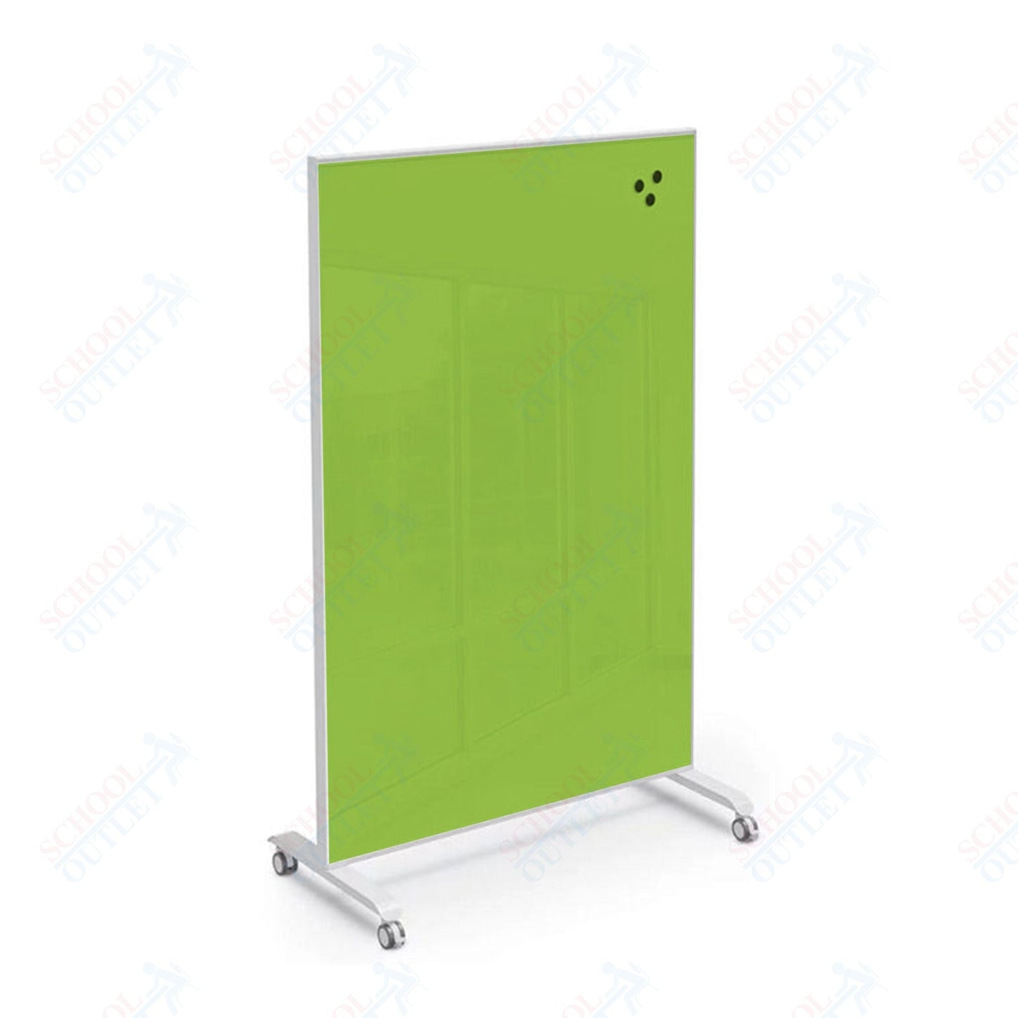 Mooreco Essentials Hierarchy Grow & Roll Mobile Magnetic Dry Erase Glass Board 4'H x 3'W - SchoolOutlet
