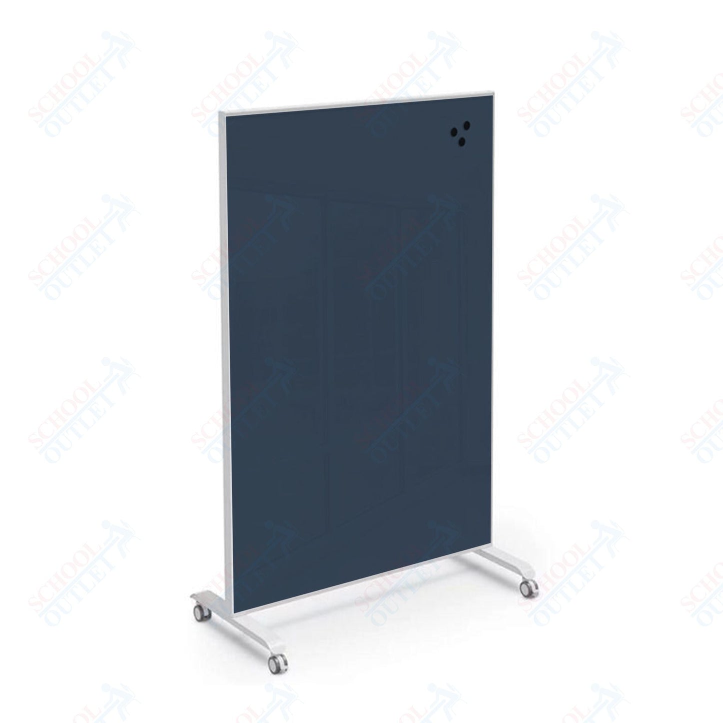 Mooreco Essentials Hierarchy Grow & Roll Mobile Magnetic Dry Erase Glass Board 4'H x 3'W - SchoolOutlet