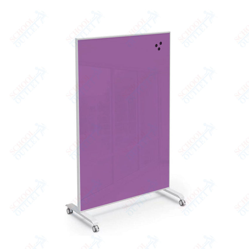 Mooreco Essentials Hierarchy Grow & Roll Mobile Magnetic Dry Erase Glass Board 6'H x 4'W - SchoolOutlet