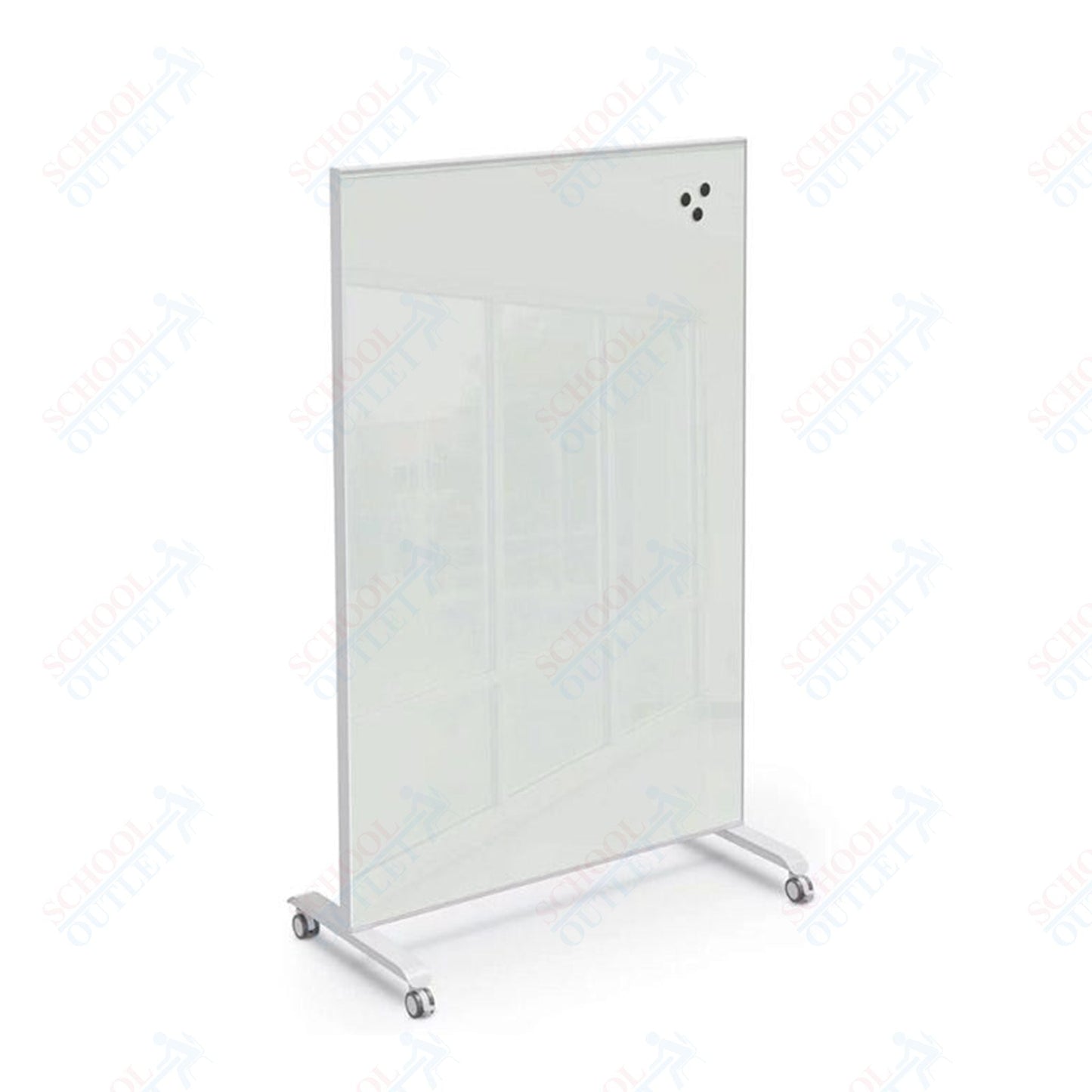 Mooreco Essentials Hierarchy Grow & Roll Mobile Magnetic Dry Erase Glass Board 6'H x 4'W - SchoolOutlet