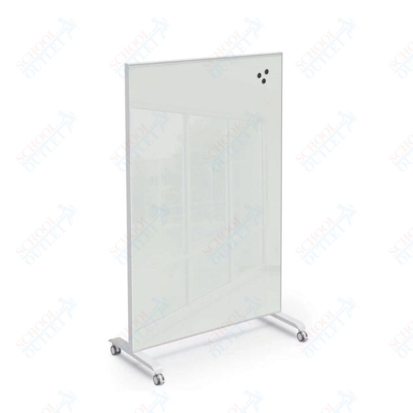 Mooreco Essentials Hierarchy Grow & Roll Mobile Magnetic Dry Erase Glass Board 6'H x 4'W - SchoolOutlet