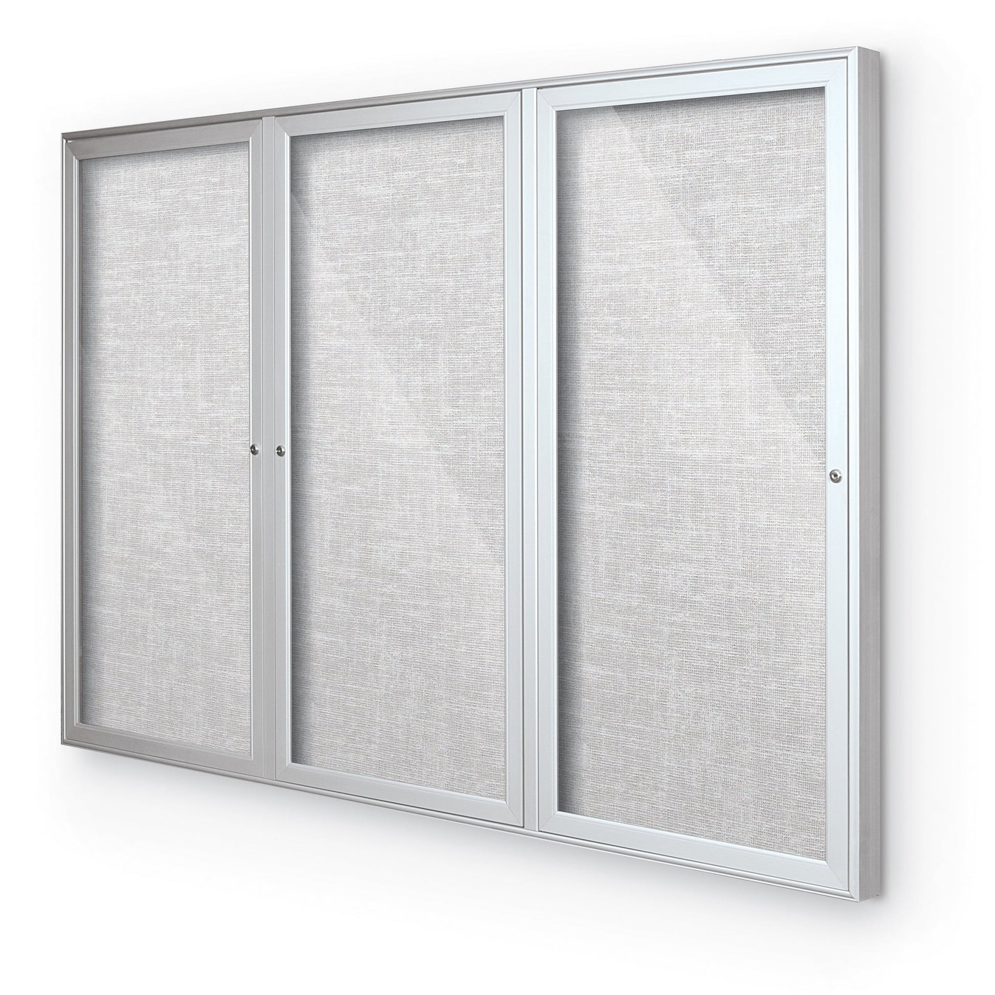 Mooreco Indoor Enclosed Bulletin Board Cabinet - 1, 2 or 3 Door - Silver Aluminum Trim - SchoolOutlet