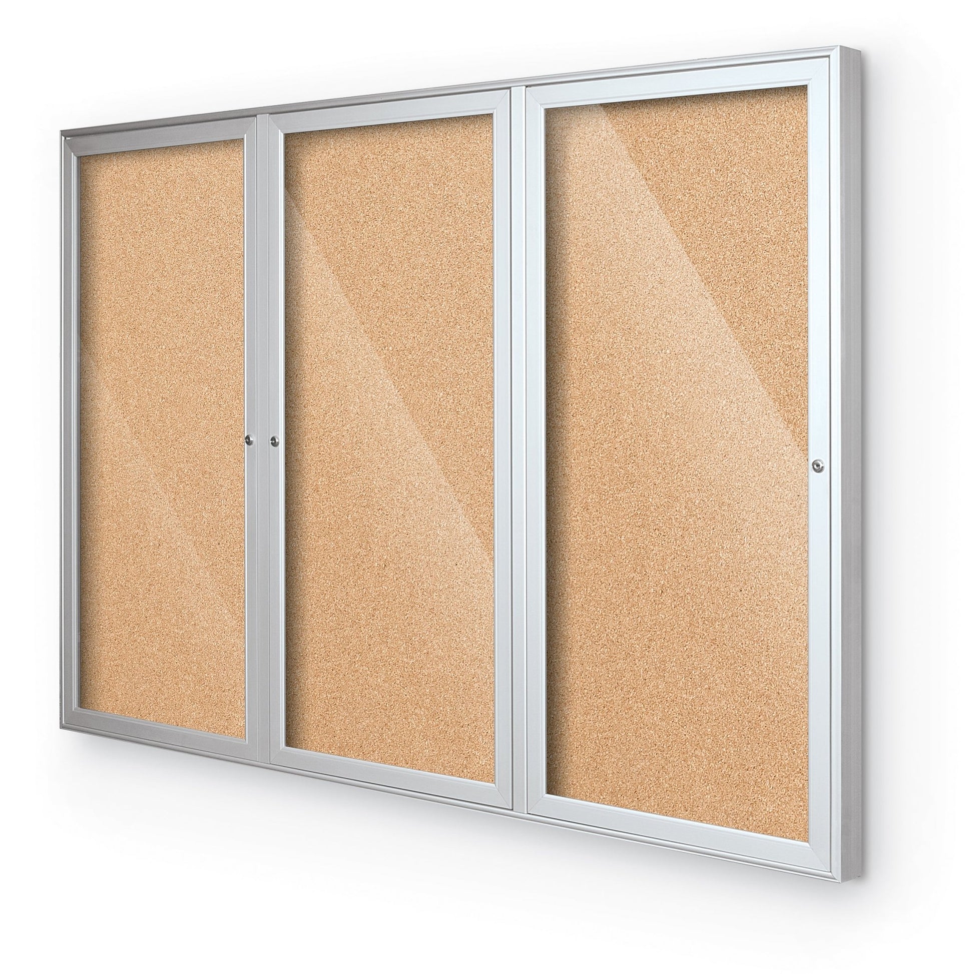 Mooreco Outdoor Enclosed Bulletin Board Cabinet - 1, 2 or 3 Door Silver Aluminum Trim - SchoolOutlet