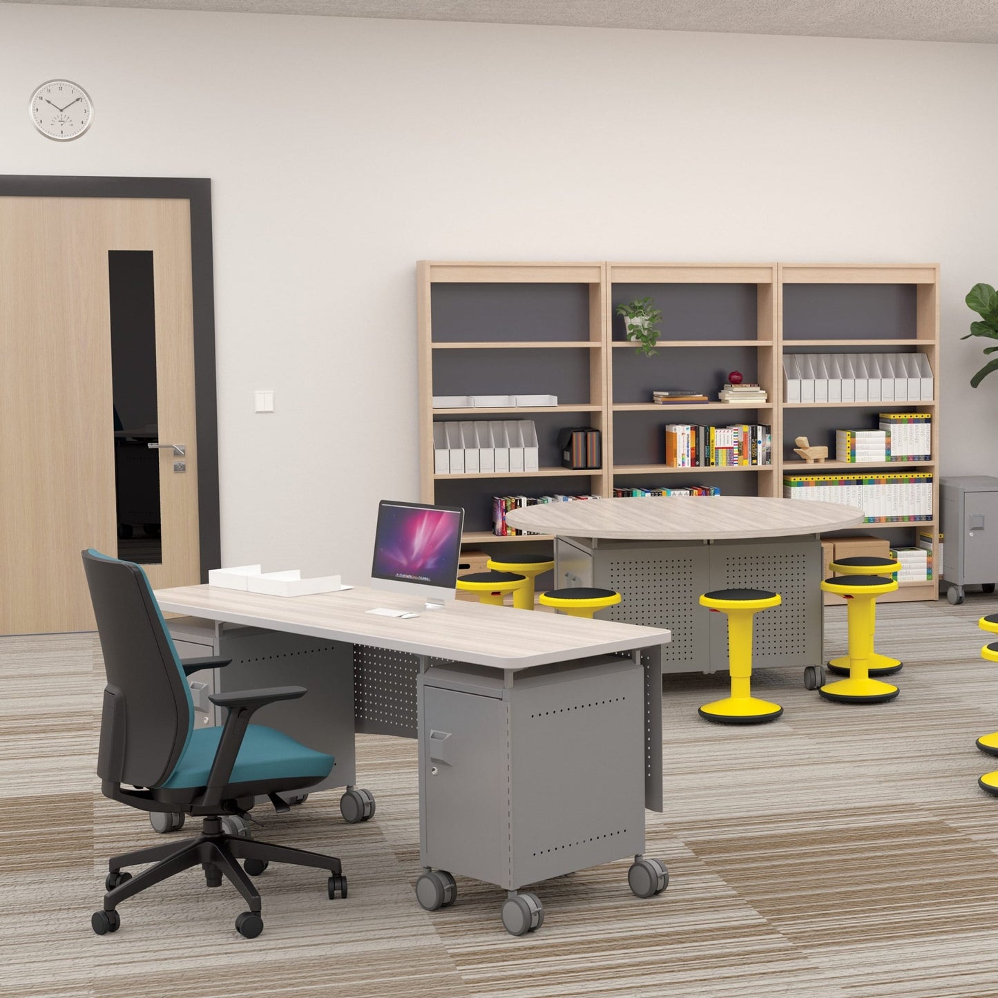 MooreCo Compass Dual Cabinet Teacher Desk (CDDA1A1B5D1 - 2472 - XXXX - XXXX) - SchoolOutlet