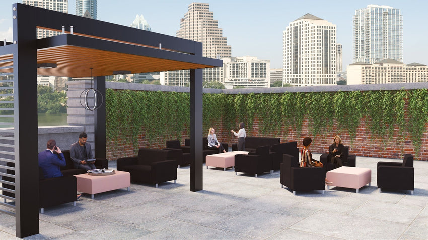 Mooreco Phoeby Outdoor Soft Seating - Loveseat ArmsLess - 18" Seat Height (PBA1N1L) - SchoolOutlet