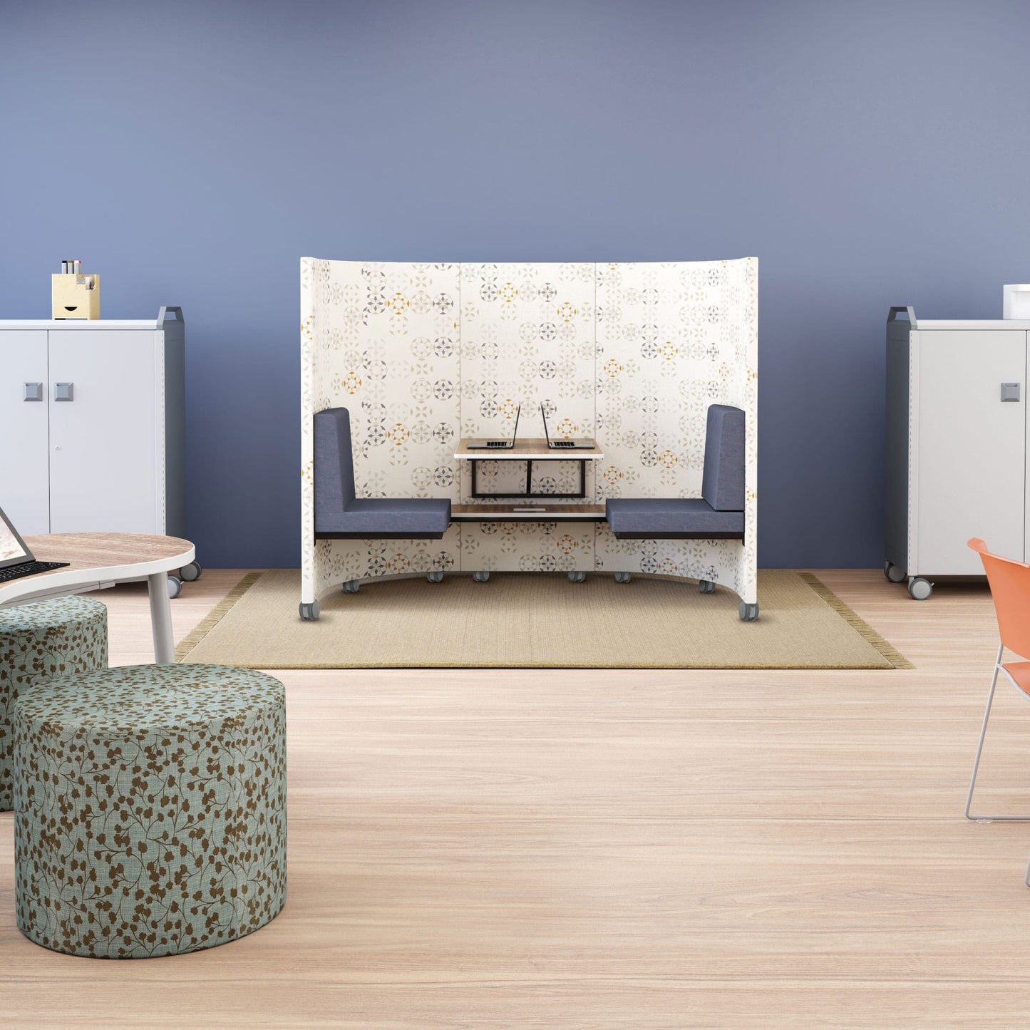 Mooreco Double Seat Privacy Pod - 48" H - Short with Power (MOR - SG.DPP.UPP.793648.P.X.X - XXXX - XXXX - Grade2) - SchoolOutlet