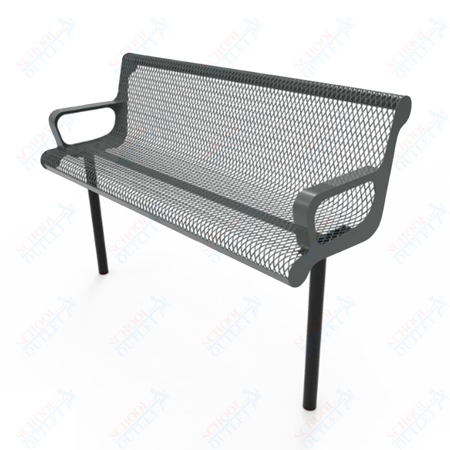 MyTcoat - Contoured Outdoor Bench with Arm - Inground Mount 6' L (MYT - BCA06 - 43) - SchoolOutlet