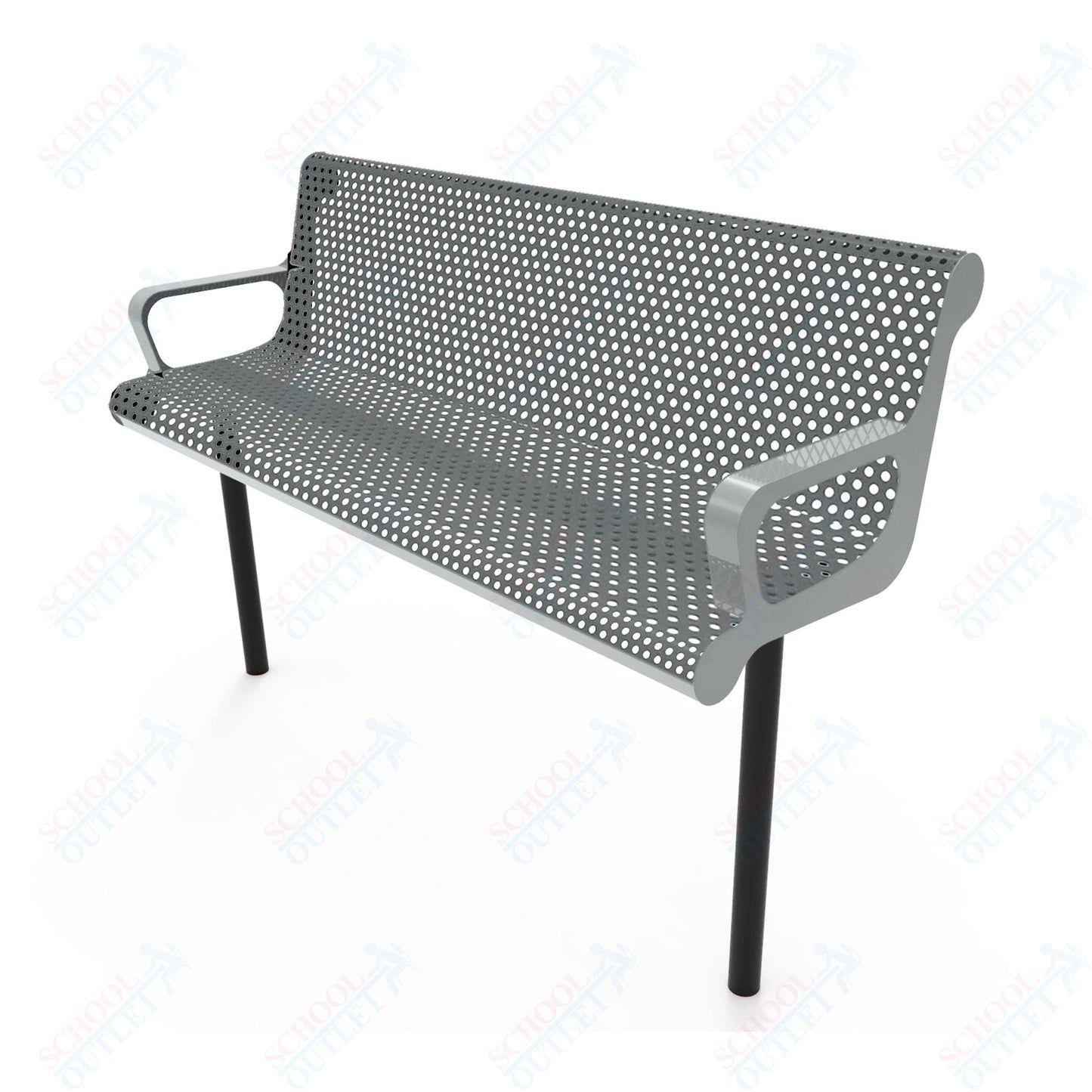 MyTcoat - Contoured Outdoor Bench with Arm - Inground Mount 6' L (MYT - BCA06 - 43) - SchoolOutlet