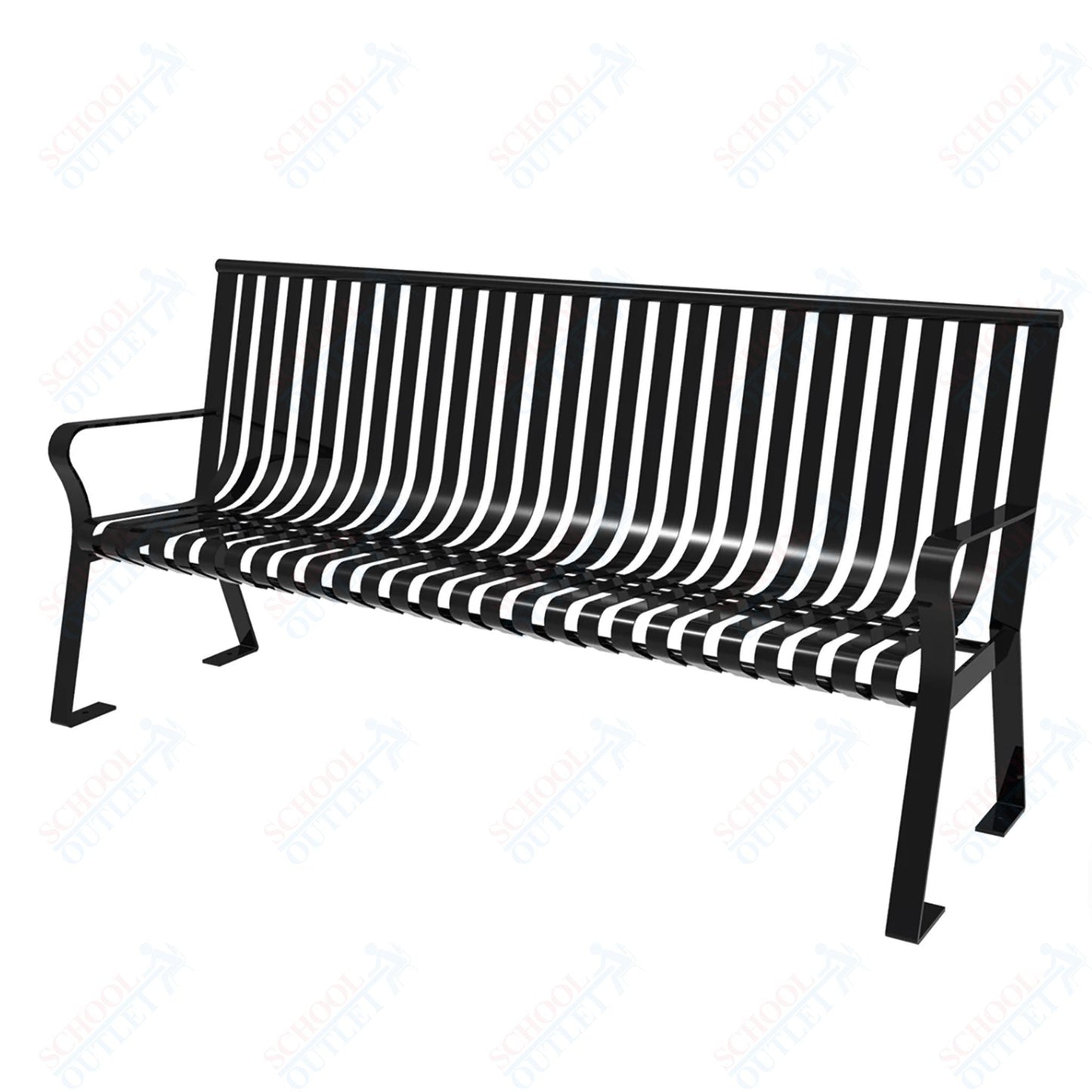 MyTcoat - Downtown Outdoor Bench with Straight Back - Strap Metal - Portable or Surface Mount 6' L (MYT - BDT06 - I - 55) - SchoolOutlet