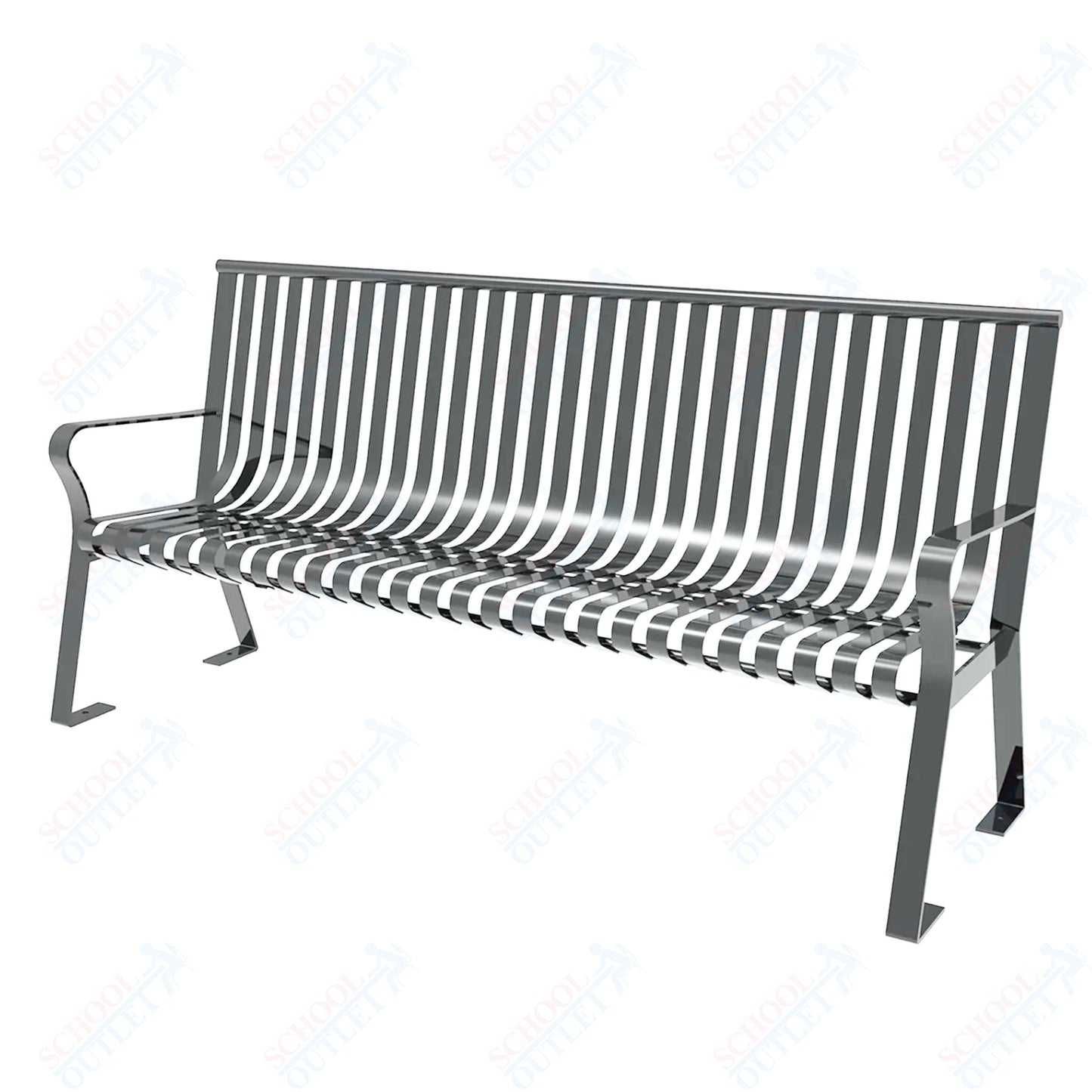 MyTcoat - Downtown Outdoor Bench with Straight Back - Strap Metal - Portable or Surface Mount 6' L (MYT - BDT06 - I - 55) - SchoolOutlet