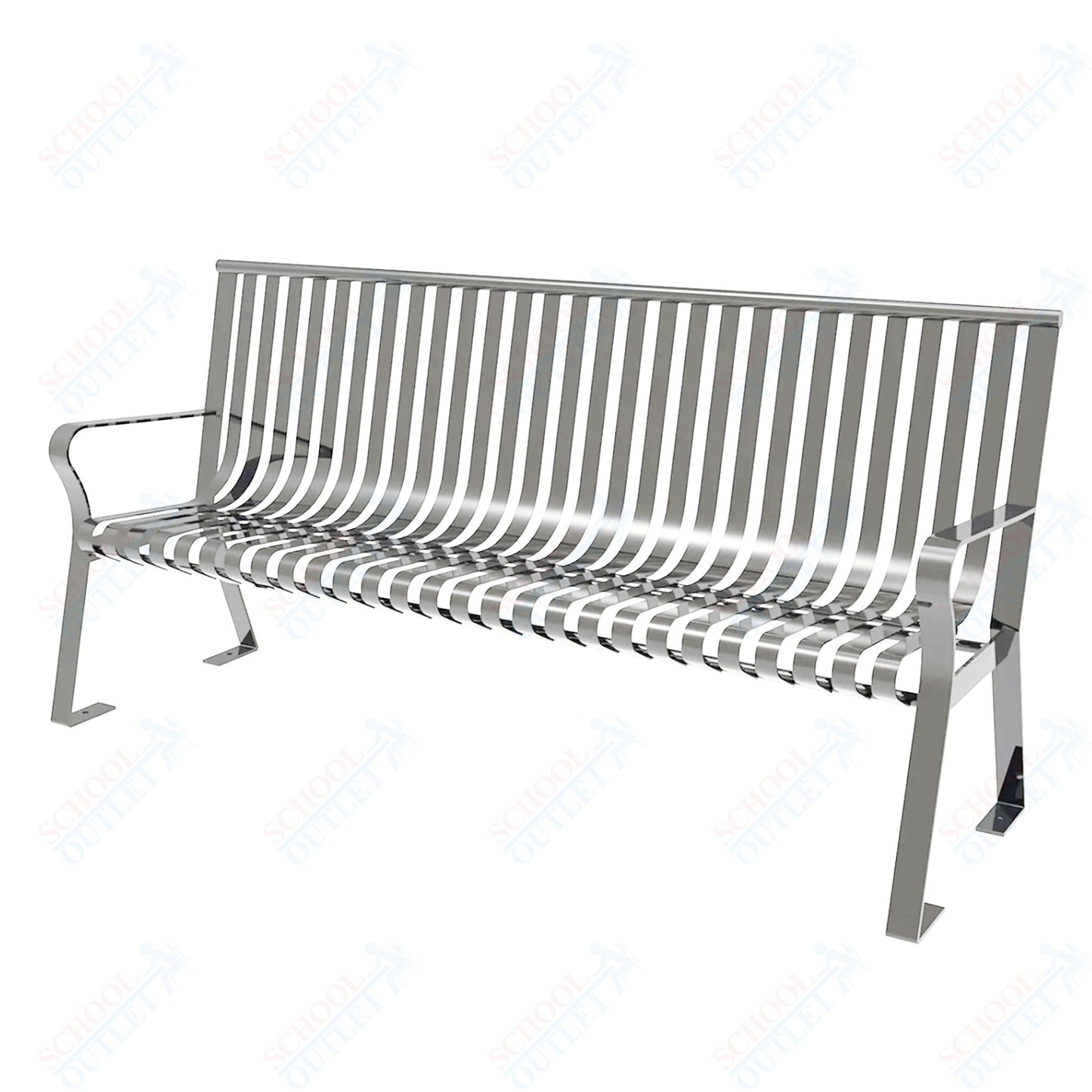 MyTcoat - Downtown Outdoor Bench with Straight Back - Strap Metal - Portable or Surface Mount 6' L (MYT - BDT06 - I - 55) - SchoolOutlet