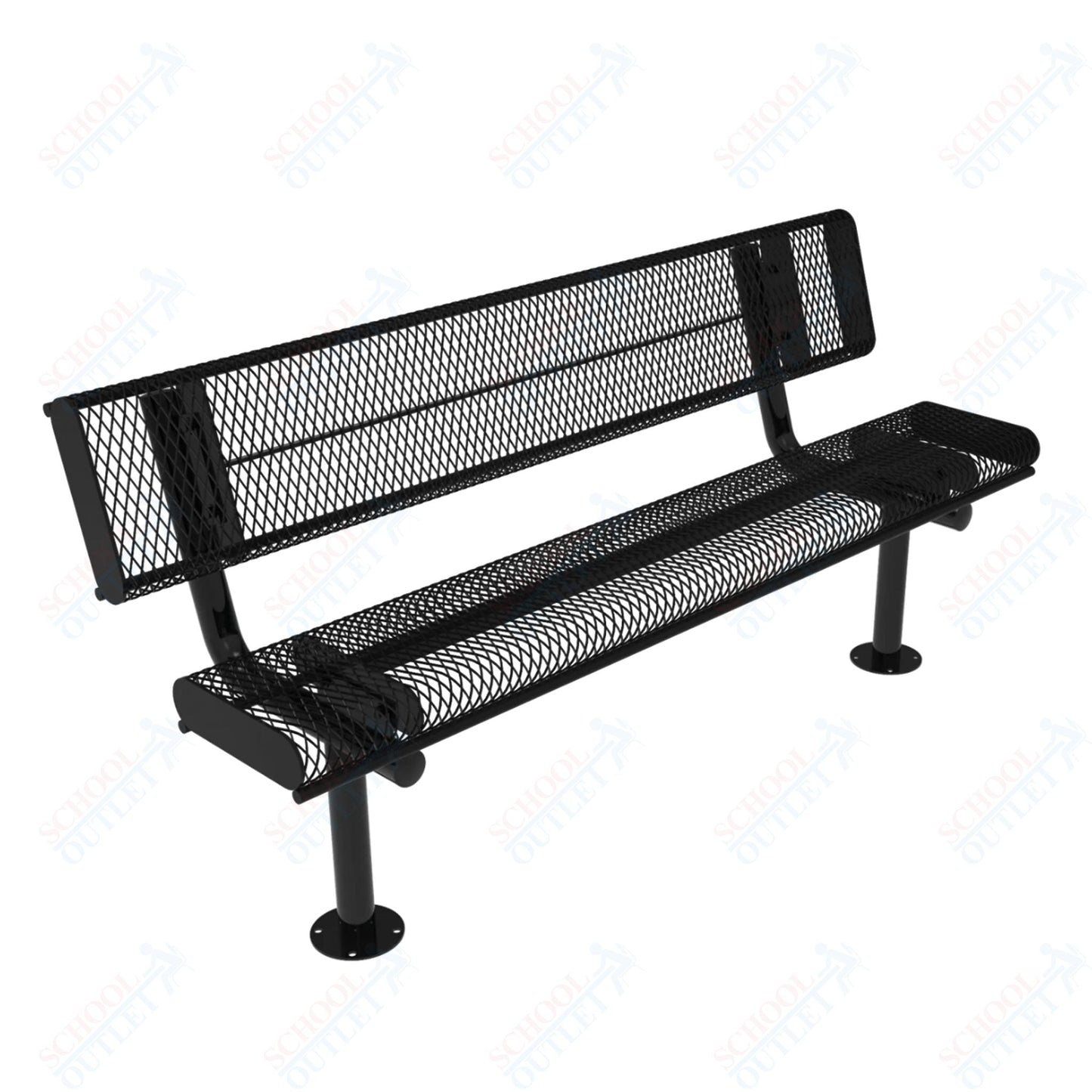 MyTcoat - Rolled Edges Outdoor Bench with Back 4' L - Surface Mount (MYT - BRE04 - 20) - SchoolOutlet