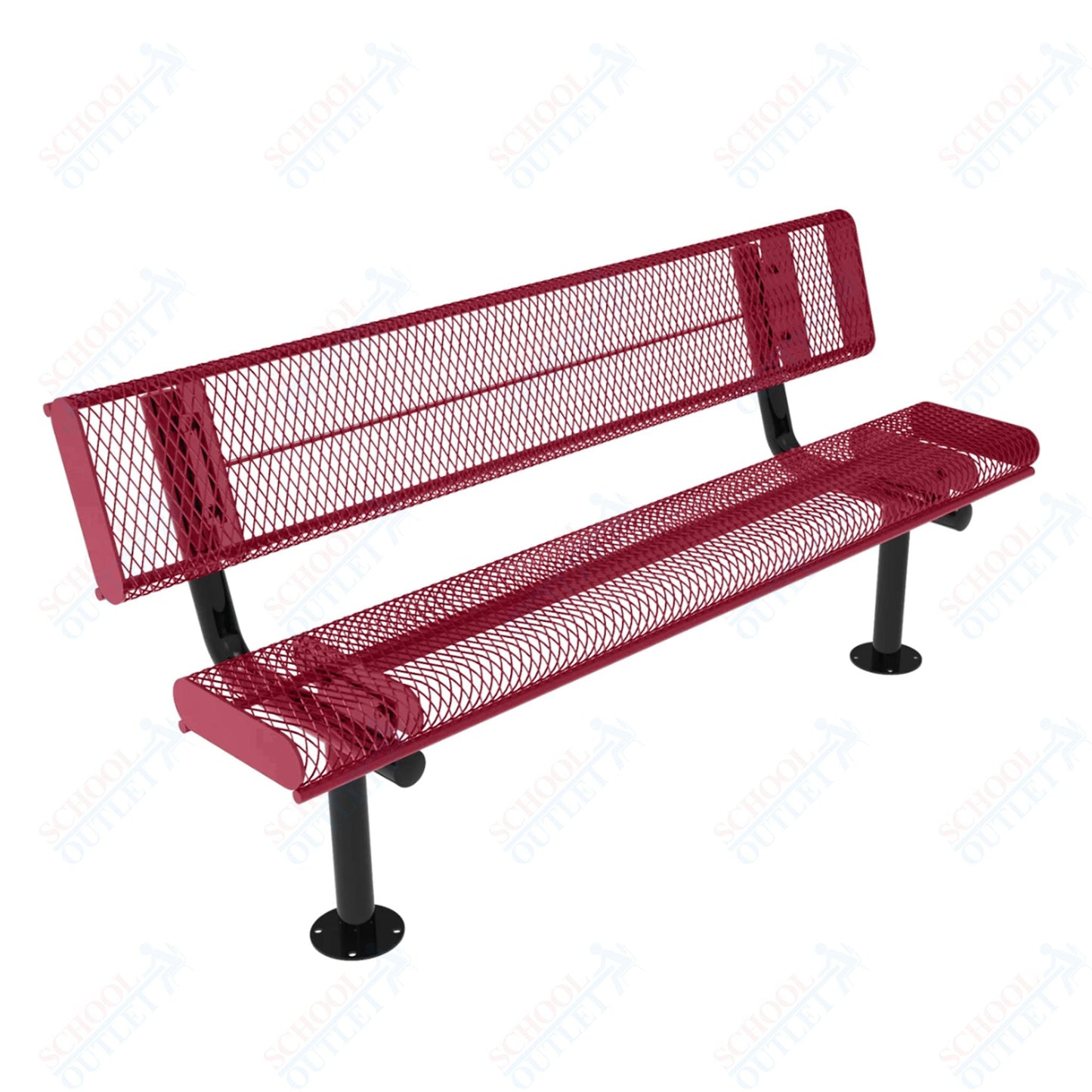 MyTcoat - Rolled Edges Outdoor Bench with Back 4' L - Surface Mount (MYT - BRE04 - 20) - SchoolOutlet