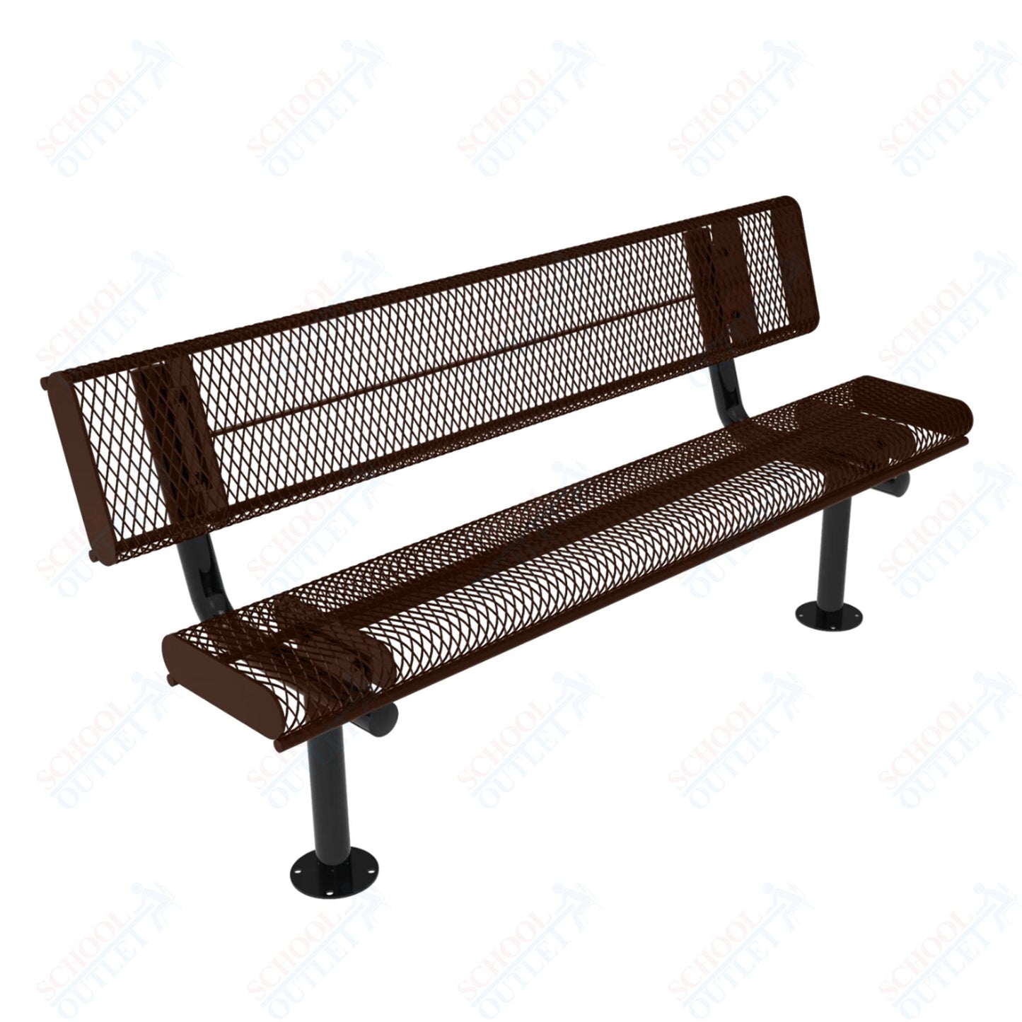 MyTcoat - Rolled Edges Outdoor Bench with Back 4' L - Surface Mount (MYT - BRE04 - 20) - SchoolOutlet
