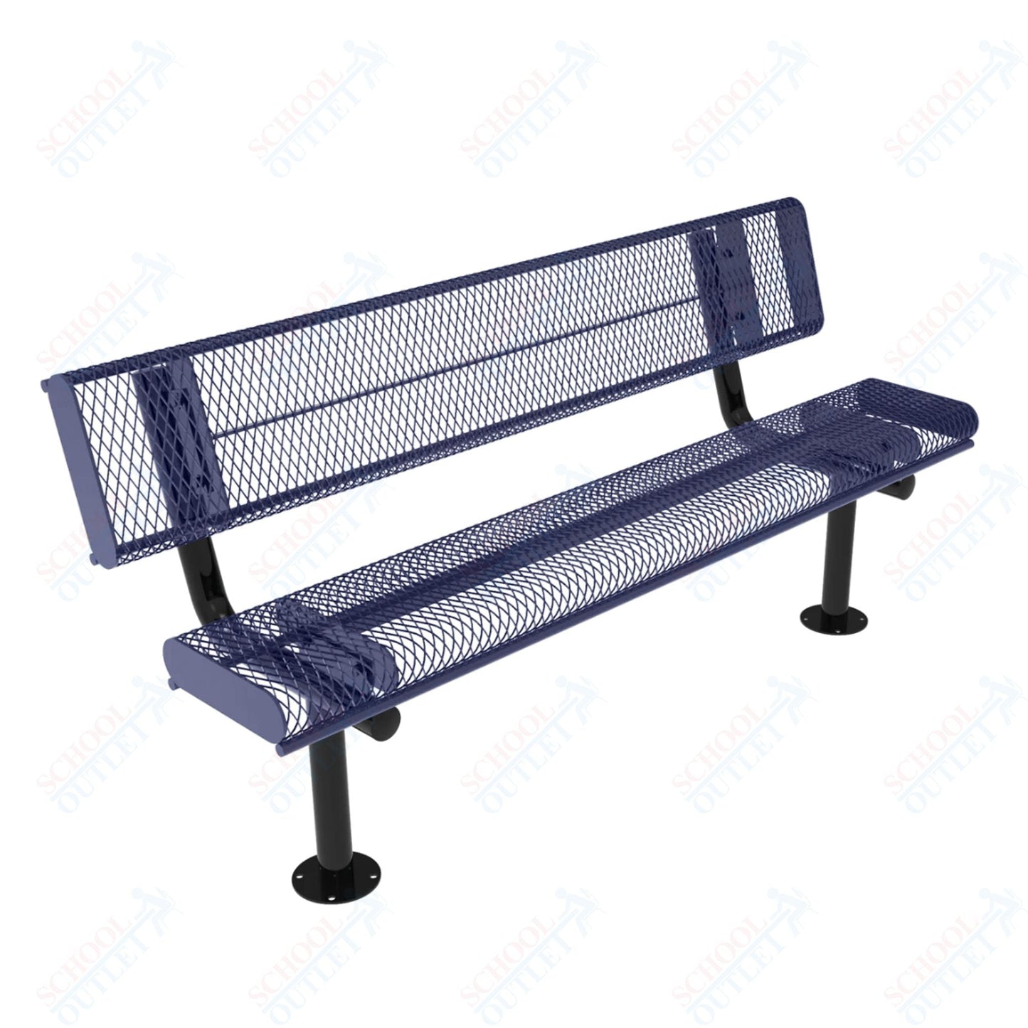 MyTcoat - Rolled Edges Outdoor Bench with Back 4' L - Surface Mount (MYT - BRE04 - 20) - SchoolOutlet