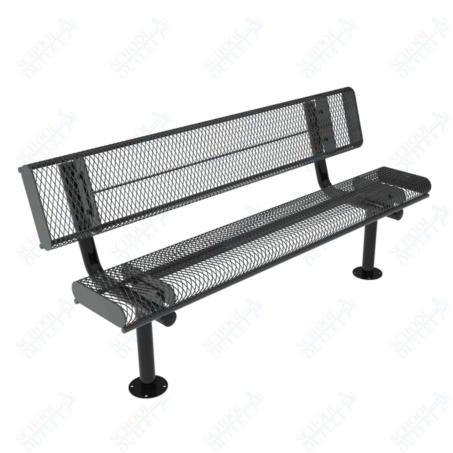 MyTcoat - Rolled Edges Outdoor Bench with Back 4' L - Surface Mount (MYT - BRE04 - 20) - SchoolOutlet