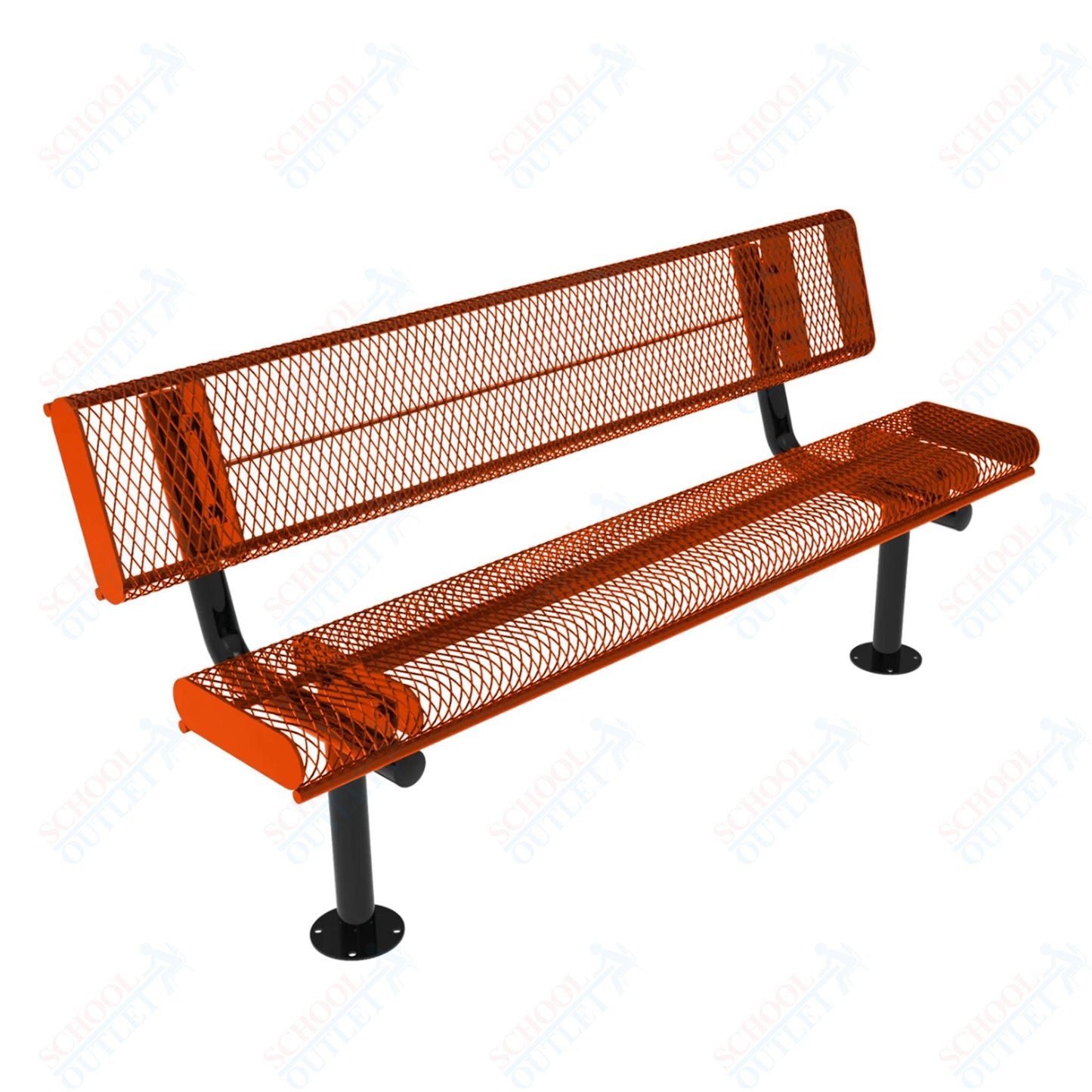 MyTcoat - Rolled Edges Outdoor Bench with Back 4' L - Surface Mount (MYT - BRE04 - 20) - SchoolOutlet