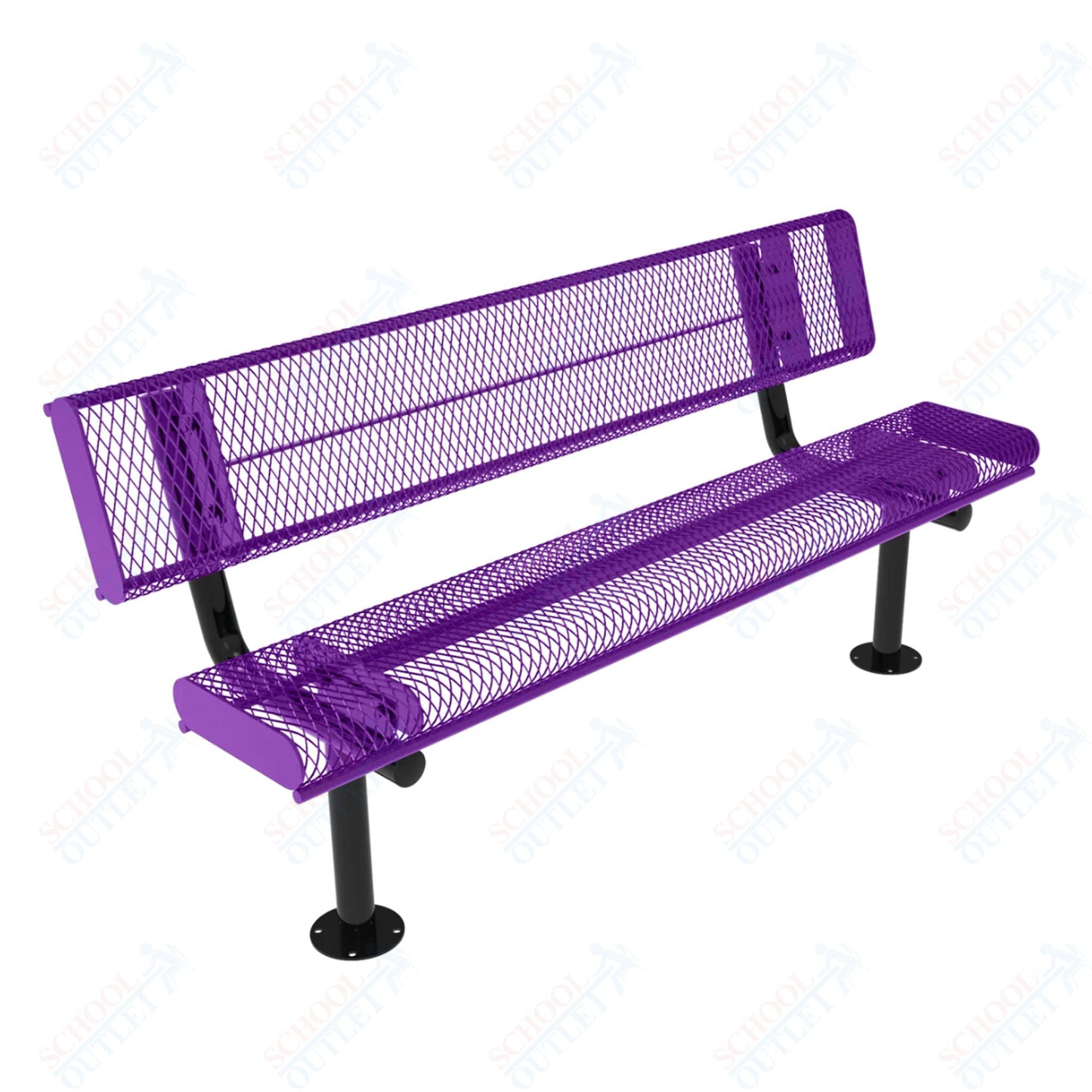 MyTcoat - Rolled Edges Outdoor Bench with Back 4' L - Surface Mount (MYT - BRE04 - 20) - SchoolOutlet