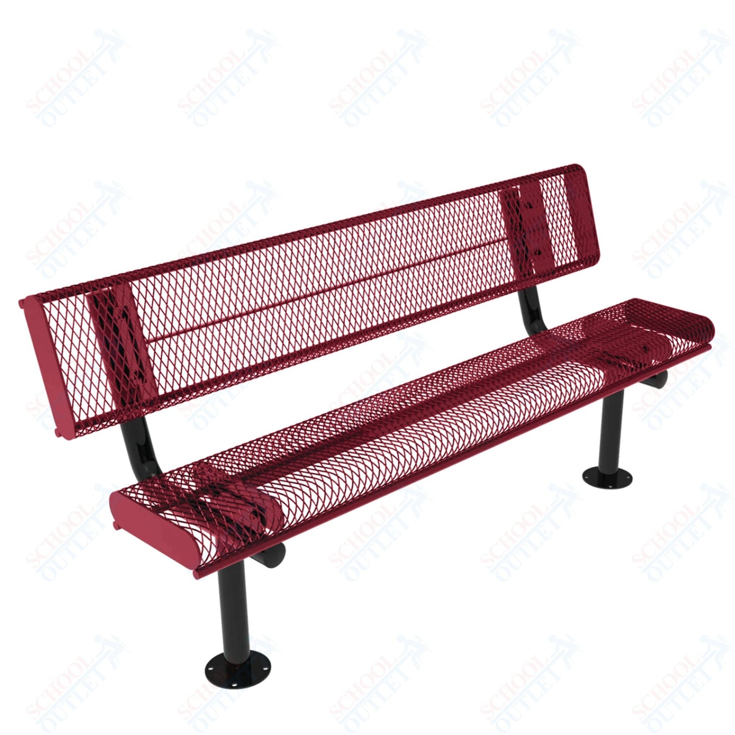 MyTcoat - Rolled Edges Outdoor Bench with Back 6' L - Surface Mount (MYT - BRE06 - 20) - SchoolOutlet