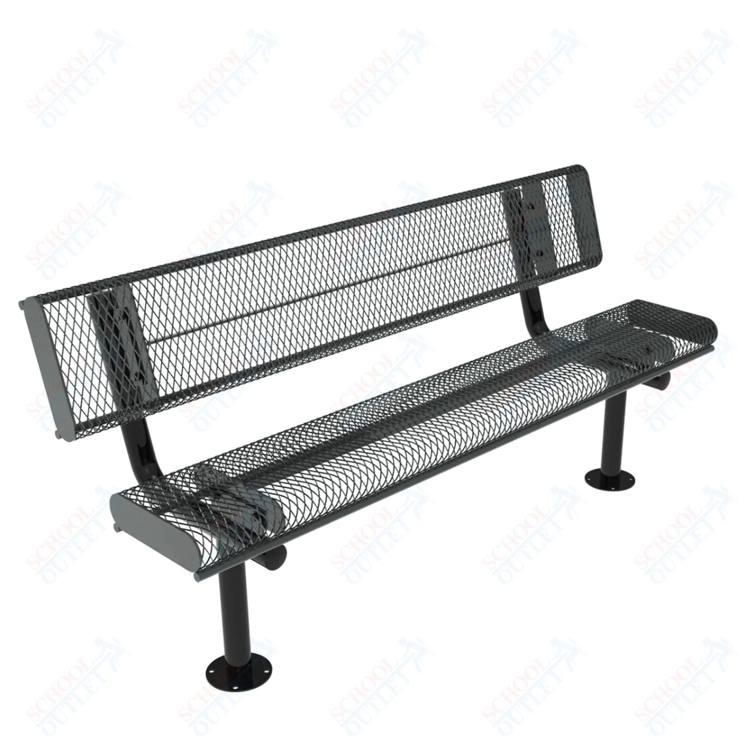 MyTcoat - Rolled Edges Outdoor Bench with Back 6' L - Surface Mount (MYT - BRE06 - 20) - SchoolOutlet