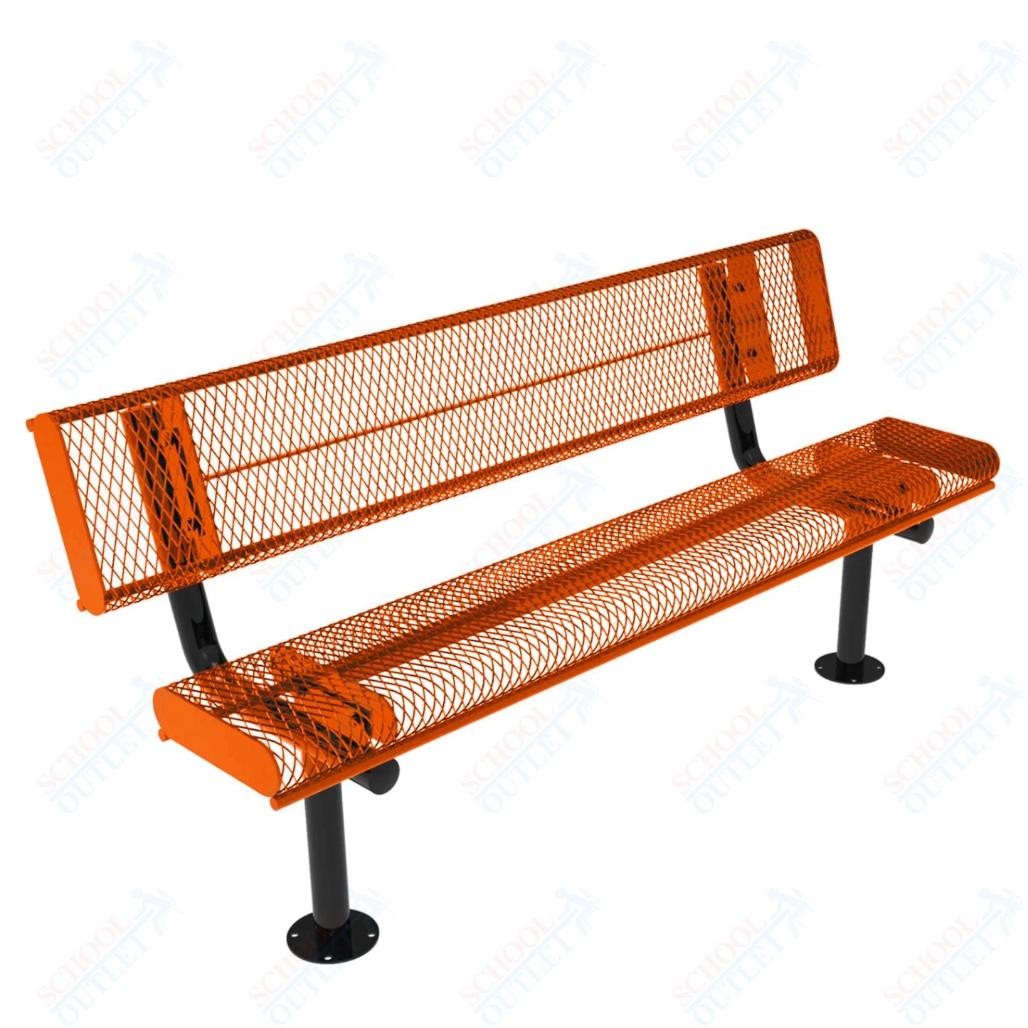 MyTcoat - Rolled Edges Outdoor Bench with Back 6' L - Surface Mount (MYT - BRE06 - 20) - SchoolOutlet