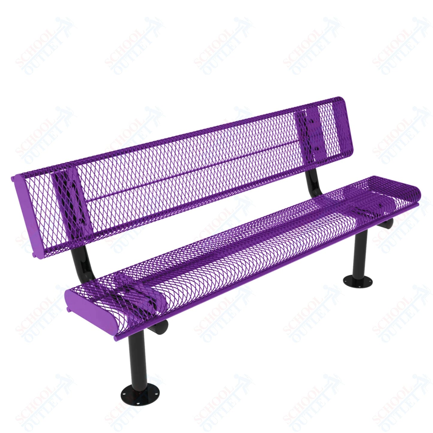 MyTcoat - Rolled Edges Outdoor Bench with Back 6' L - Surface Mount (MYT - BRE06 - 20) - SchoolOutlet