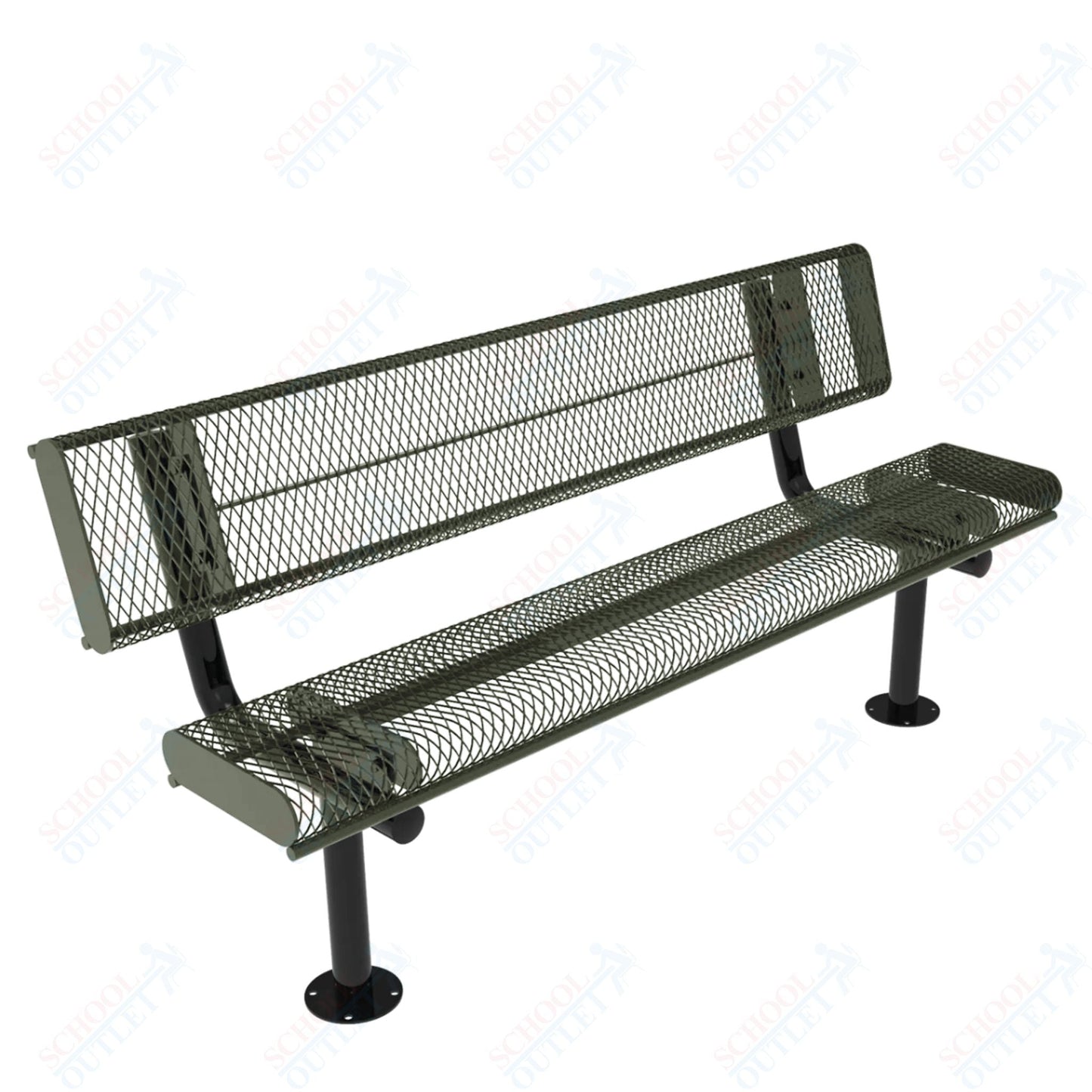 MyTcoat - Rolled Edges Outdoor Bench with Back 6' L - Surface Mount (MYT - BRE06 - 20) - SchoolOutlet