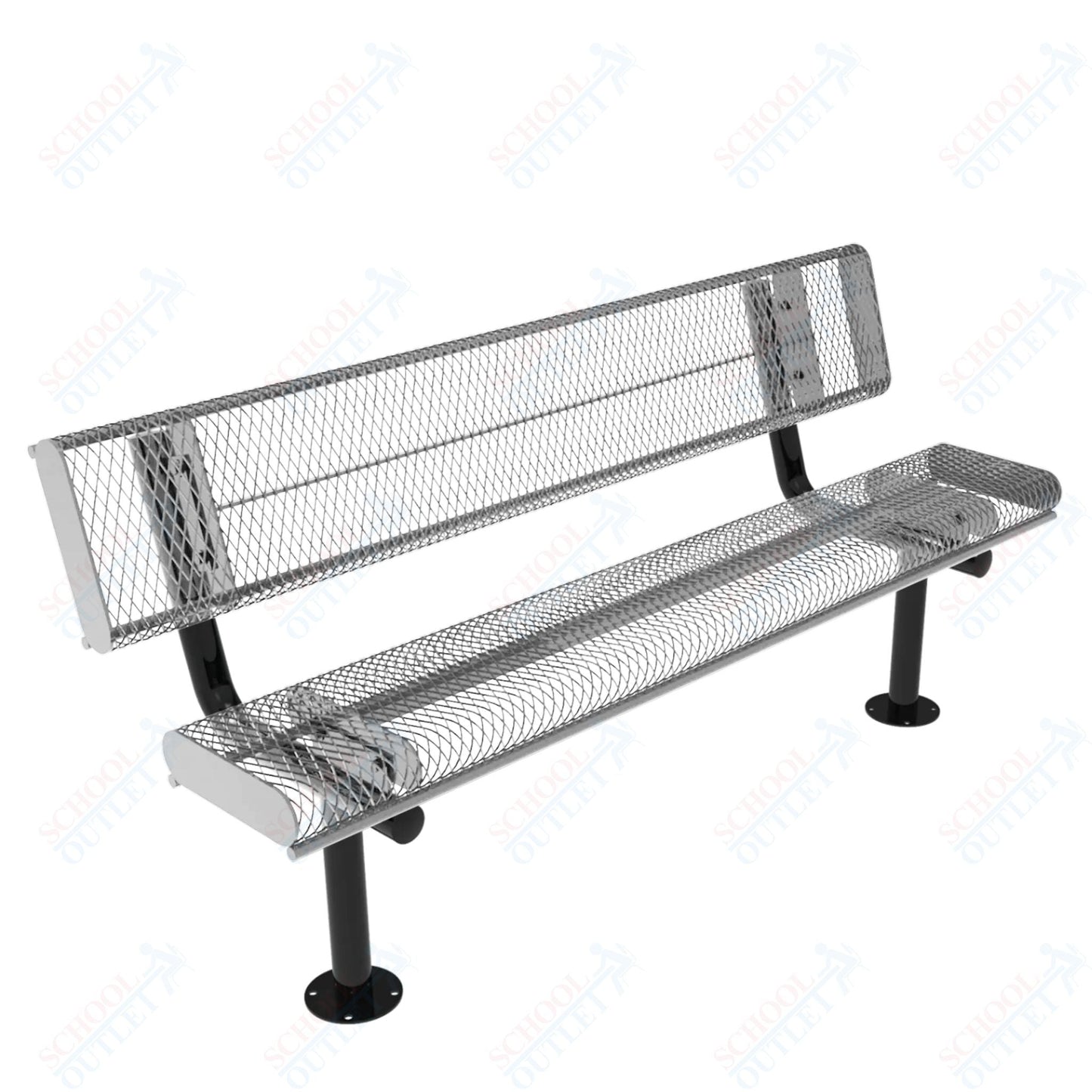 MyTcoat - Rolled Edges Outdoor Bench with Back 6' L - Surface Mount (MYT - BRE06 - 20) - SchoolOutlet