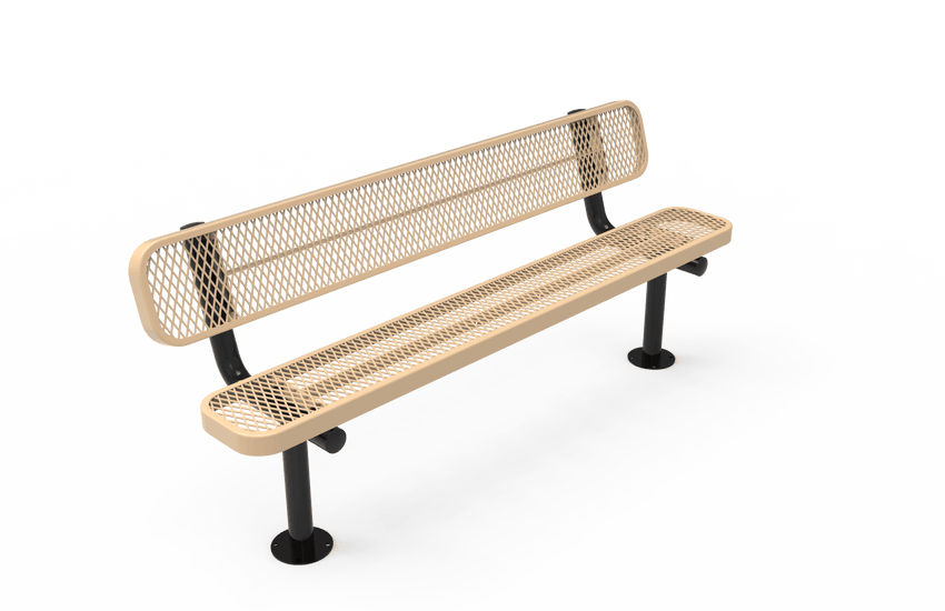 MyTcoat - Standard Outdoor Bench with Back - Surface Mount 6' L (MYT-BRT06-20) - SchoolOutlet