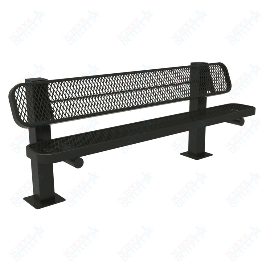 MyTcoat - Single Pedstal Outdoor Bench with Back - Surface Mount 6' L (MYT - BRT06 - 62) - SchoolOutlet